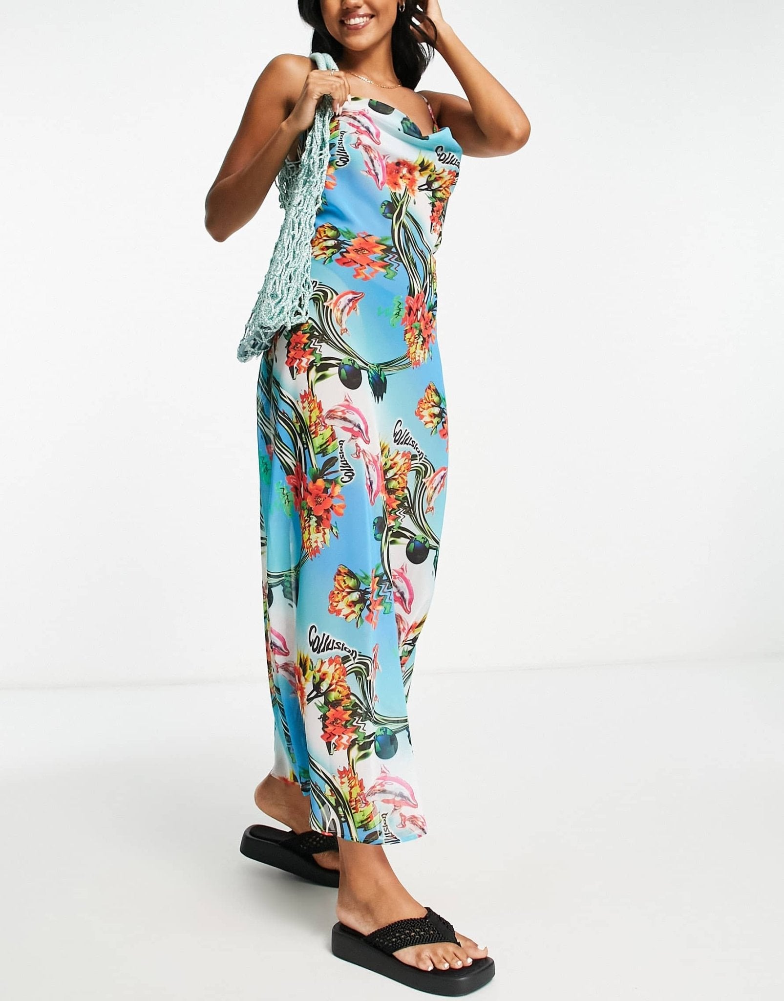 COLLUSION mesh beach maxi dress in floral print - ASOS Sample Sale