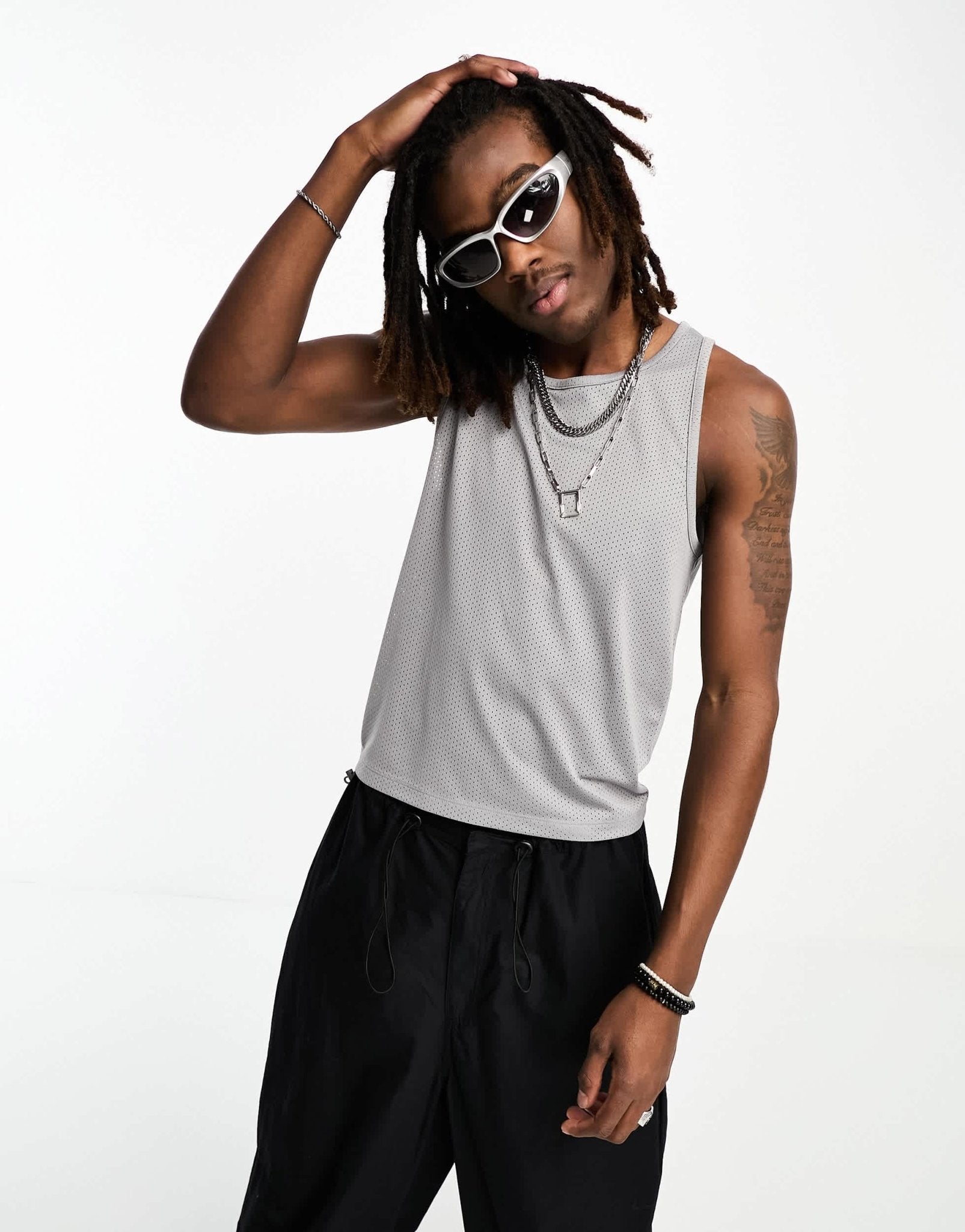COLLUSION mesh vest in grey - ASOS Sample Sale