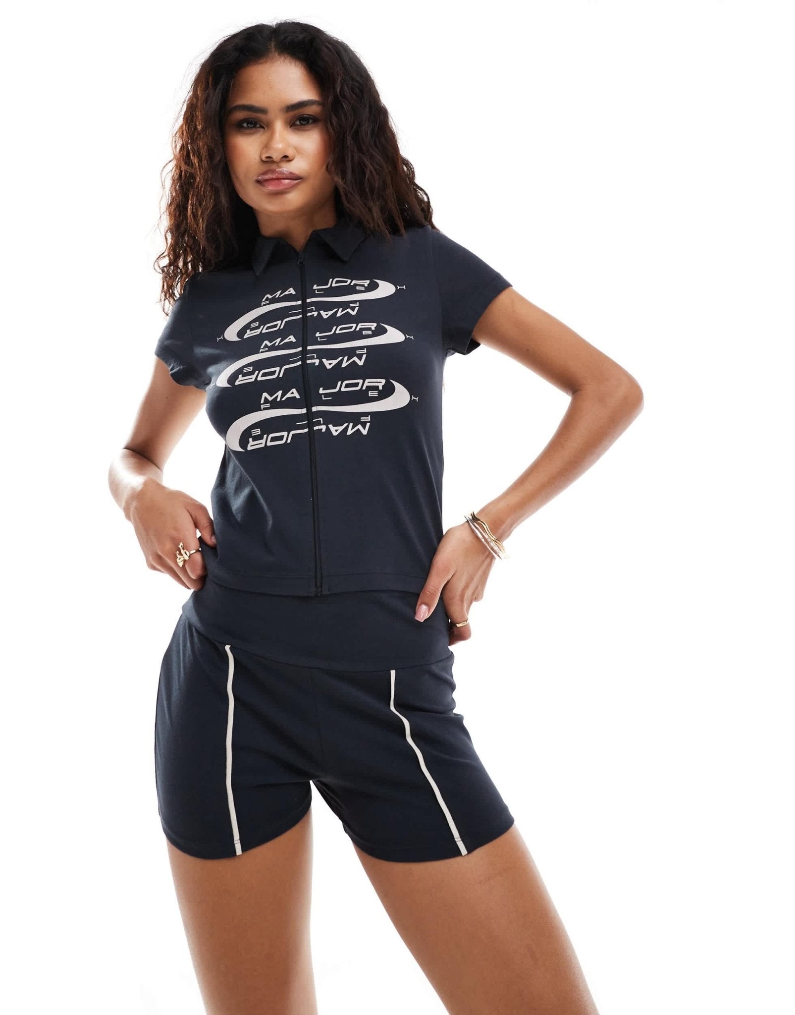 COLLUSION micro sports short co ord in navy - ASOS Sample Sale
