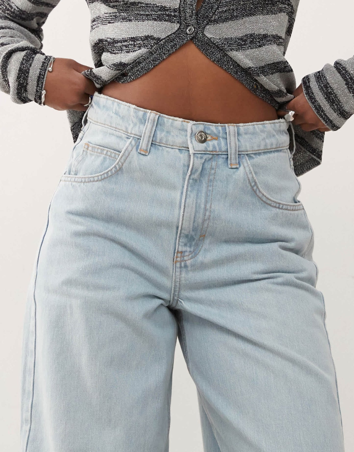 COLLUSION mid rise tapered jeans in mid wash - MBLUE - ASOS Sample Sale