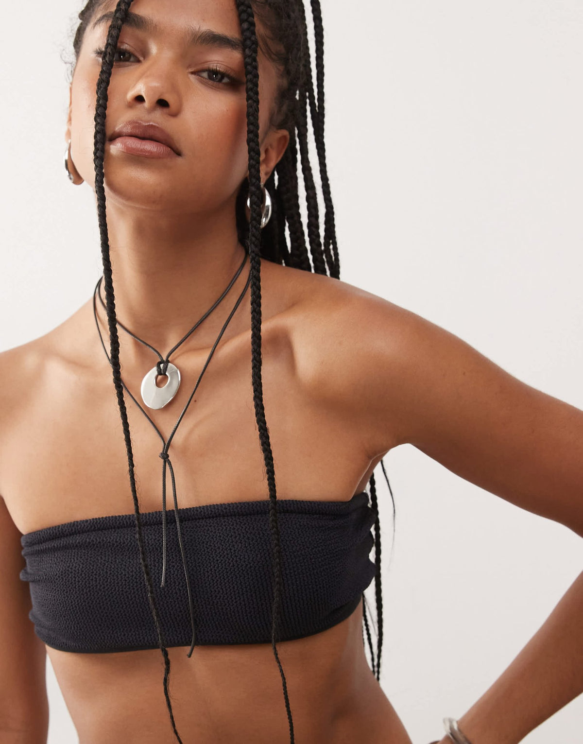 COLLUSION mix and match crinkle bandeau bikini top in black - ASOS Sample Sale