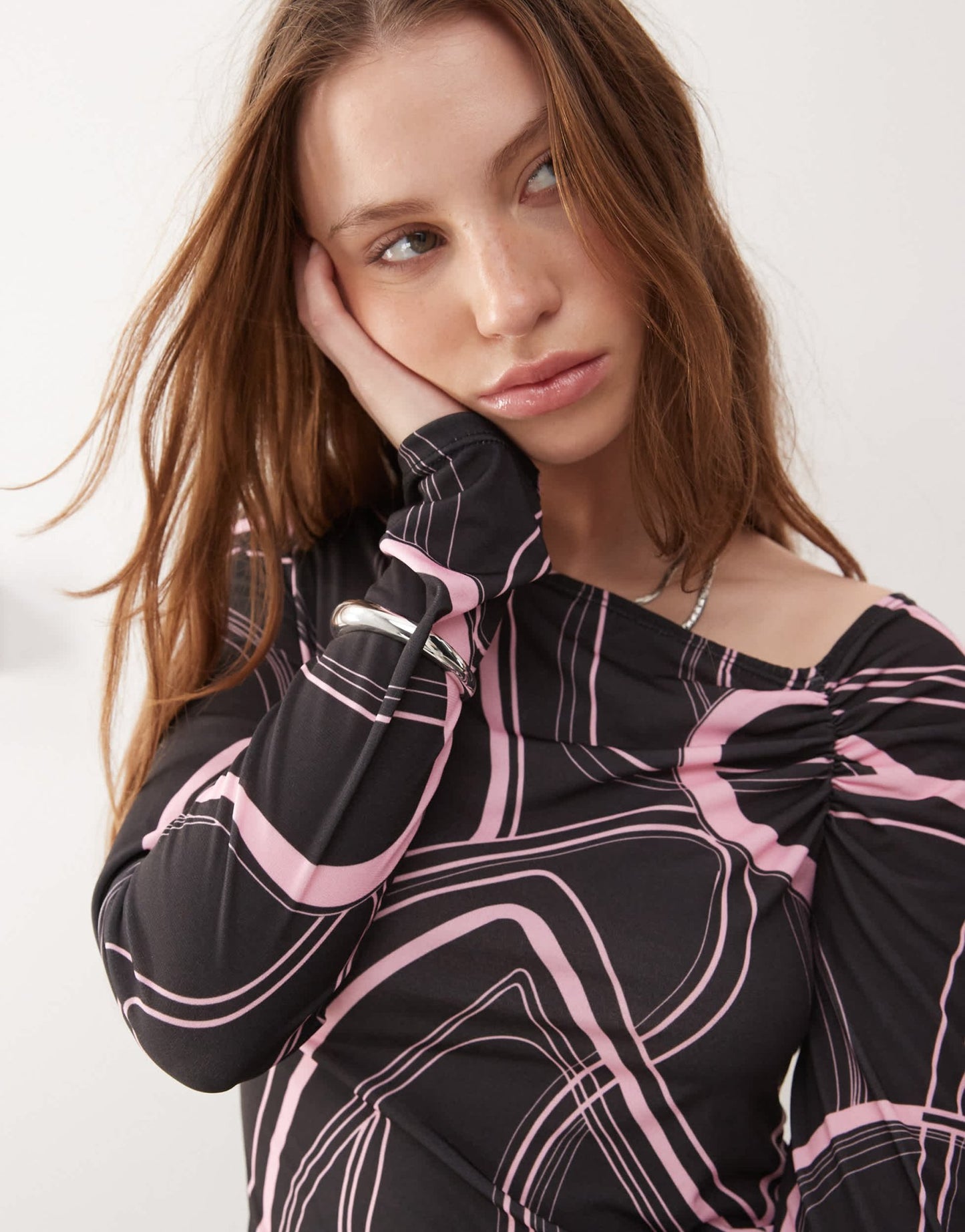COLLUSION off shoulder top in retro swirl print - ASOS Sample Sale
