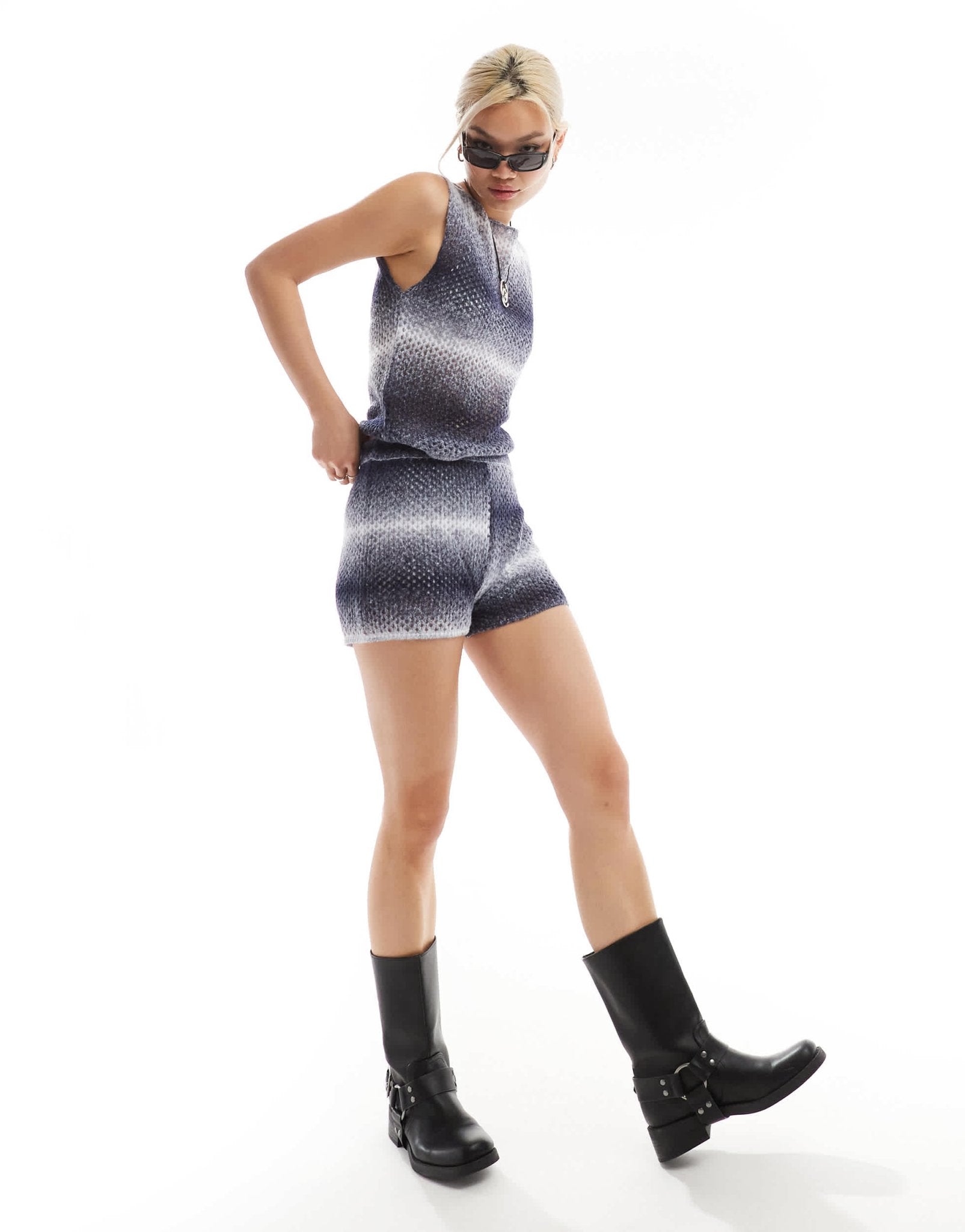 COLLUSION ombre knitted shorts co - ord in grey - ASOS Sample Sale