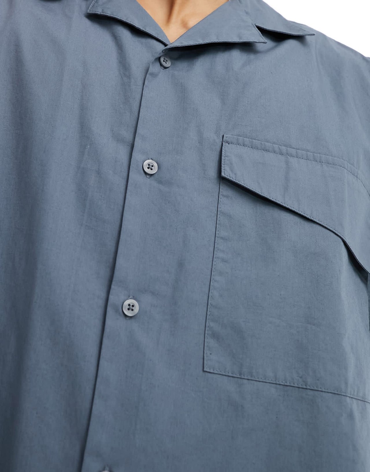 COLLUSION oversized poplin revere short sleeve shirt in grey - ASOS Sample Sale