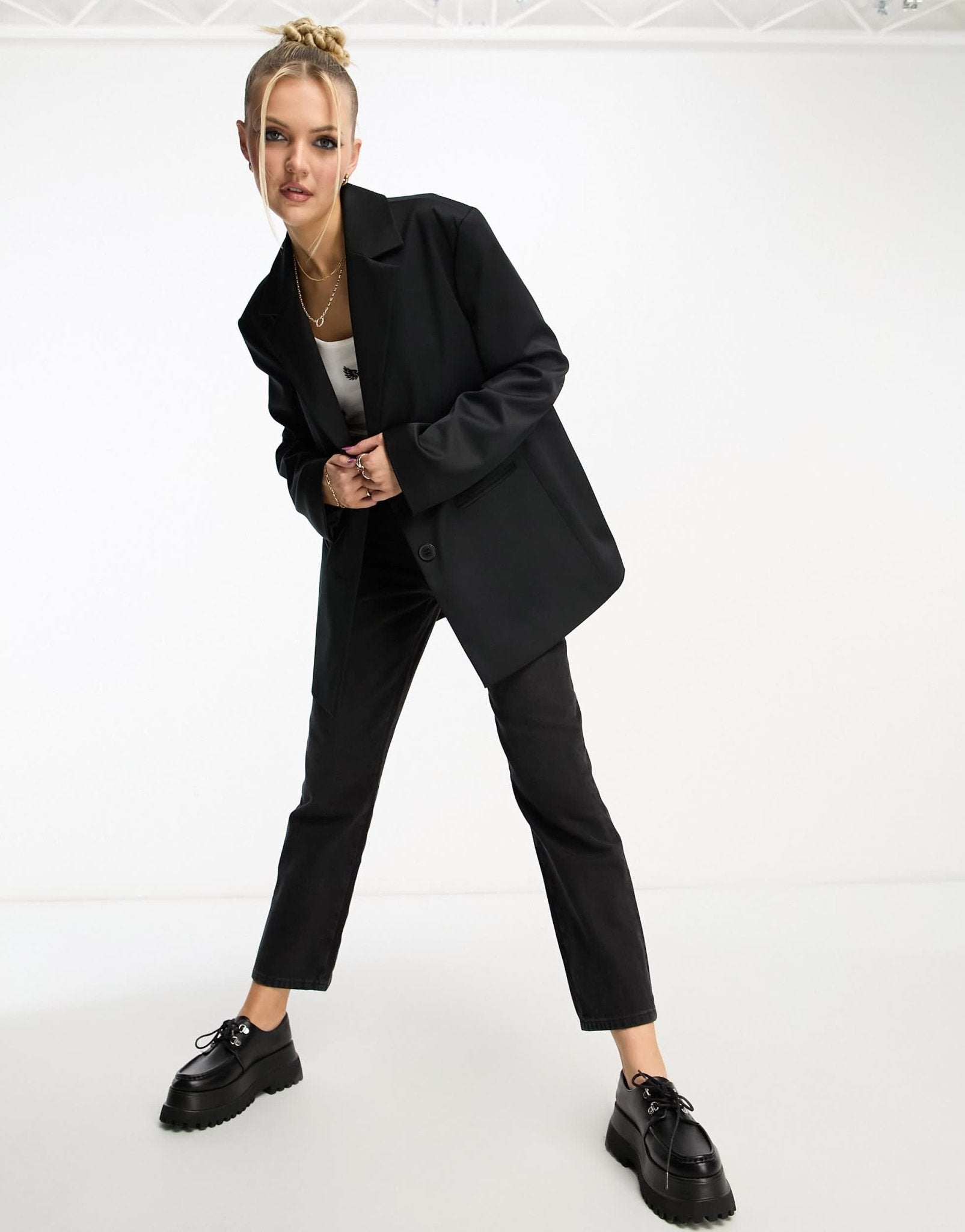 COLLUSION oversized woven blazer with pockets in black - ASOS Sample Sale