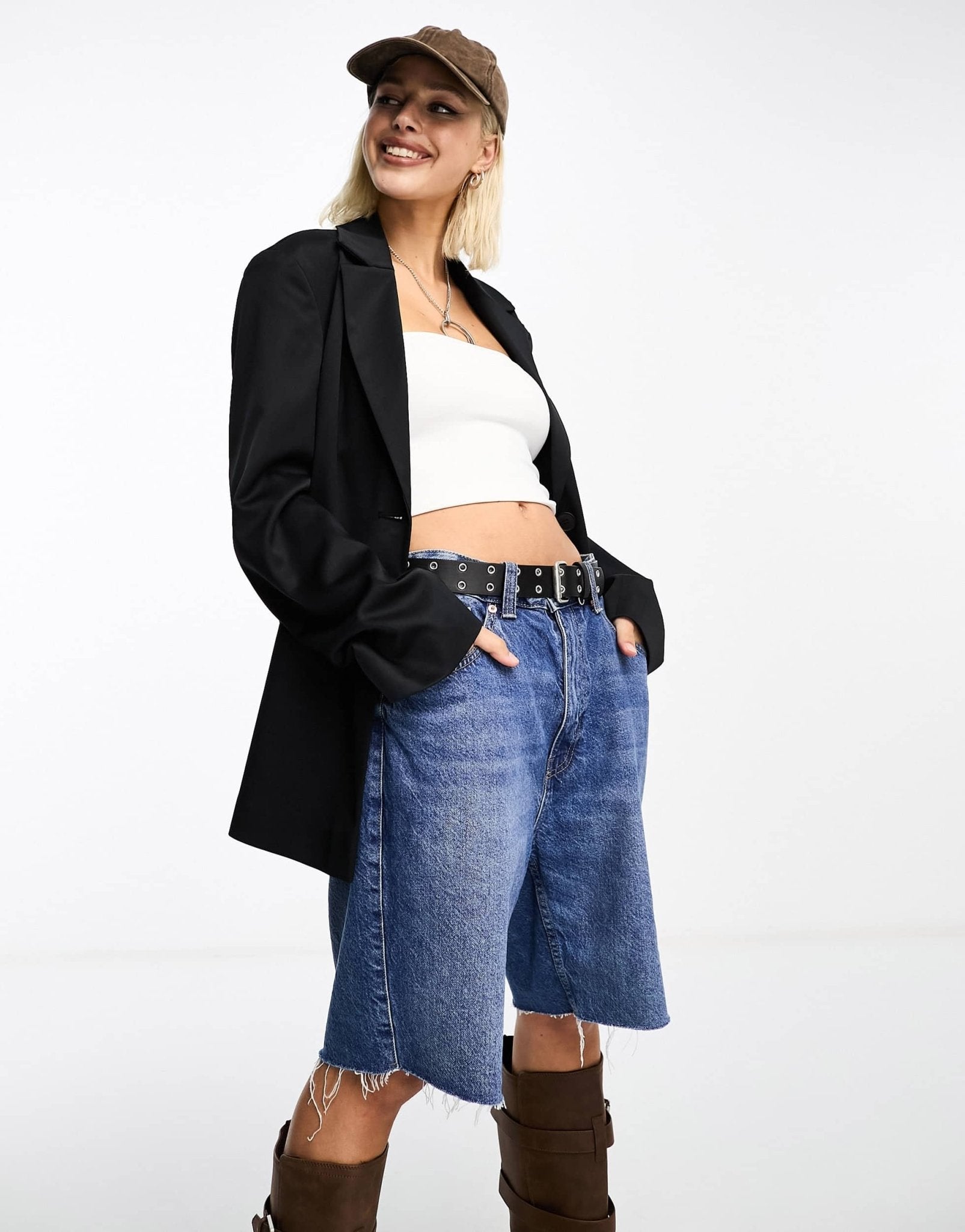 COLLUSION oversized woven blazer with pockets in black - ASOS Sample Sale