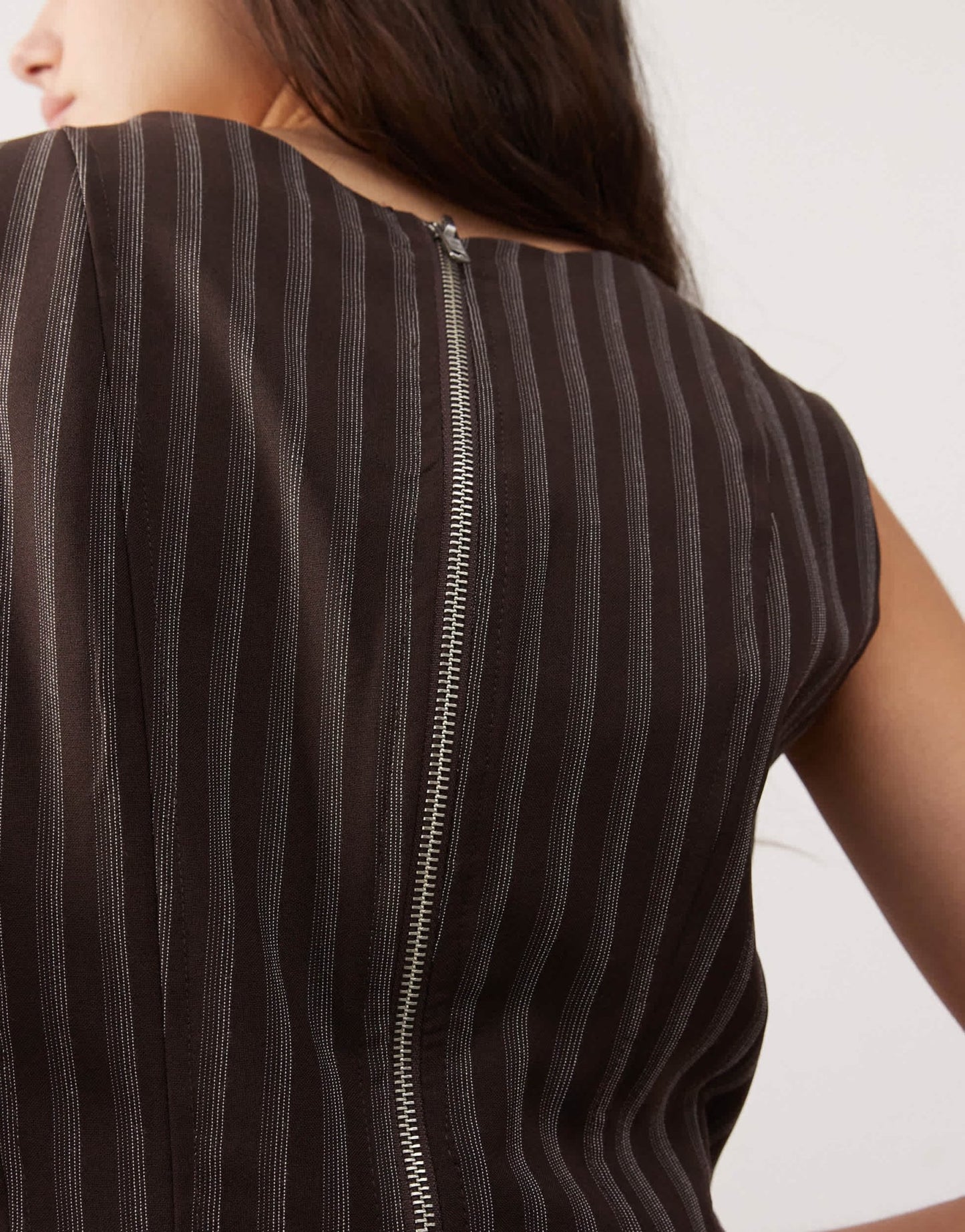 COLLUSION pinstripe tailored corset top in brown - ASOS Sample Sale