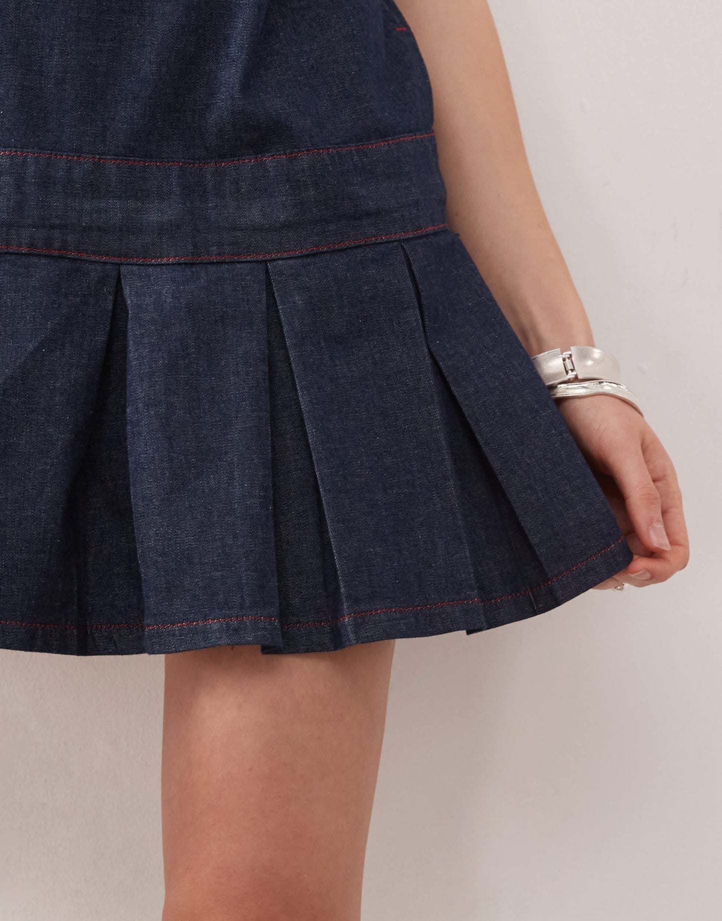 COLLUSION pleated denim mini dress in rinse - ASOS Sample Sale