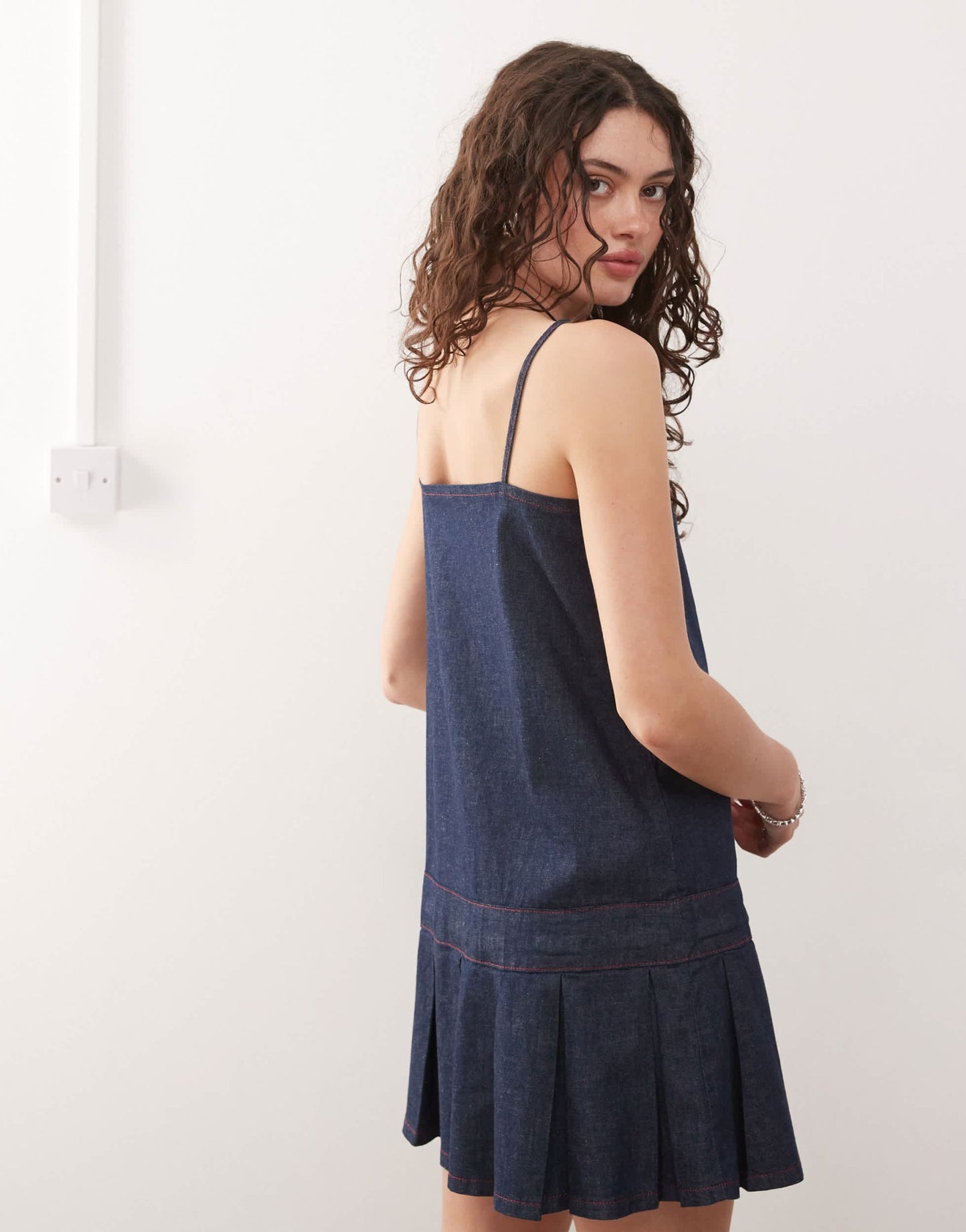 COLLUSION pleated denim mini dress in rinse - ASOS Sample Sale