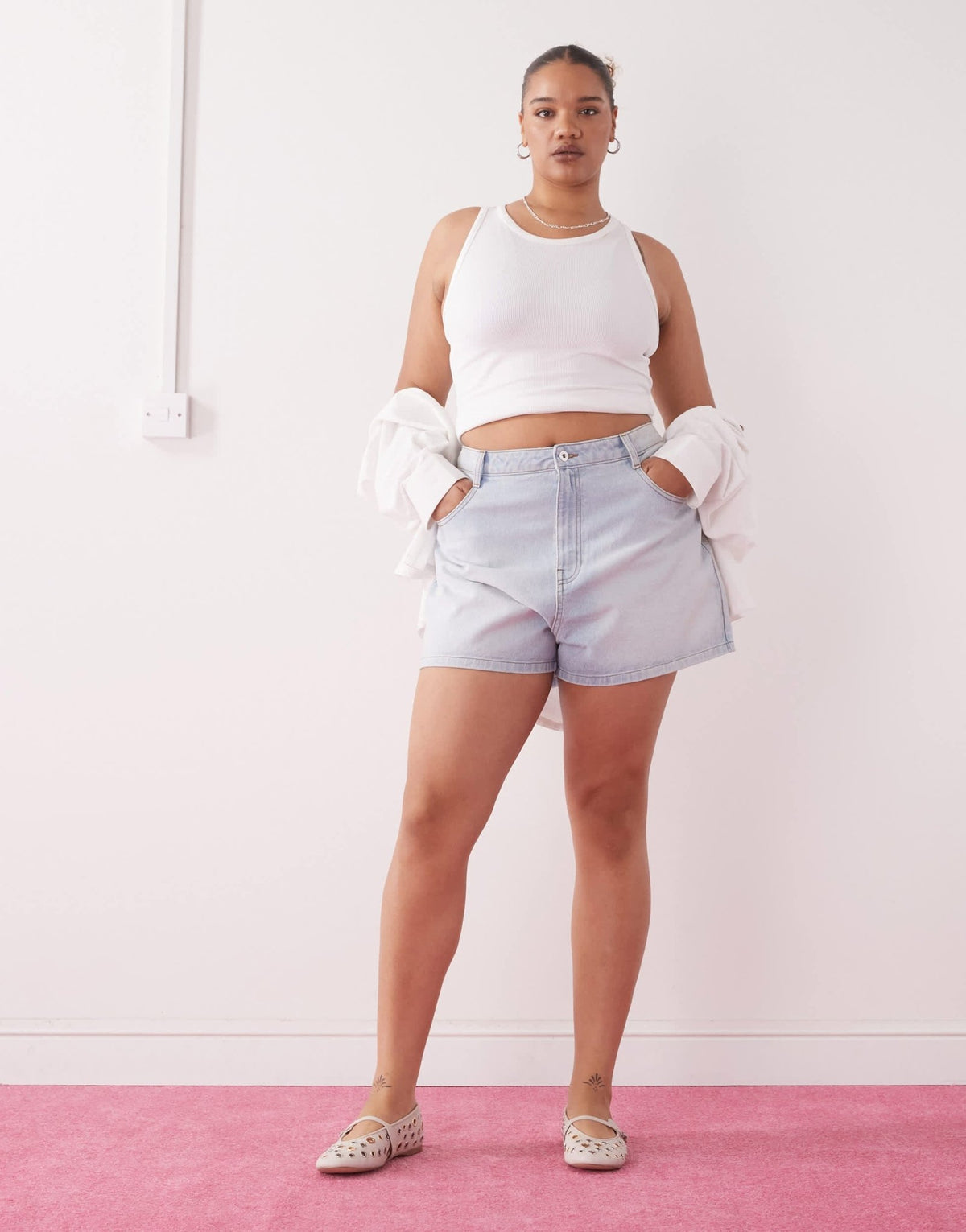 COLLUSION Plus denim loose shorts in light wash - ASOS Sample Sale