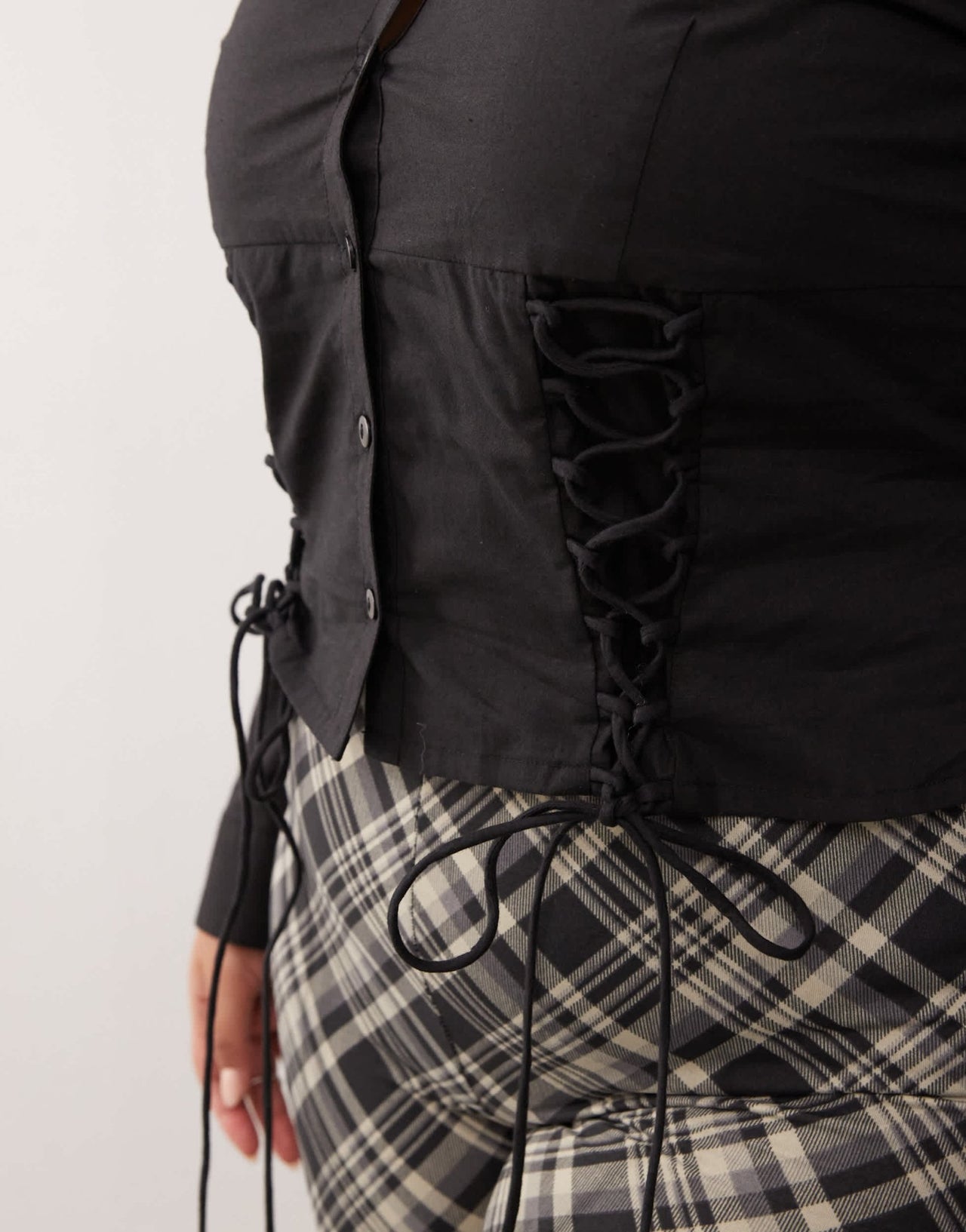 COLLUSION Plus fitted corset shirt with long sleeve in black - ASOS Sample Sale