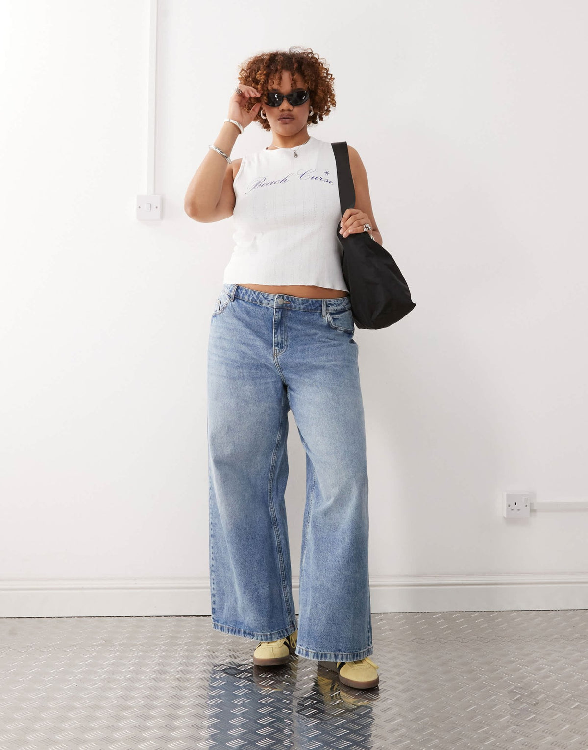 COLLUSION plus printed pointelle tank top in white - ASOS Sample Sale