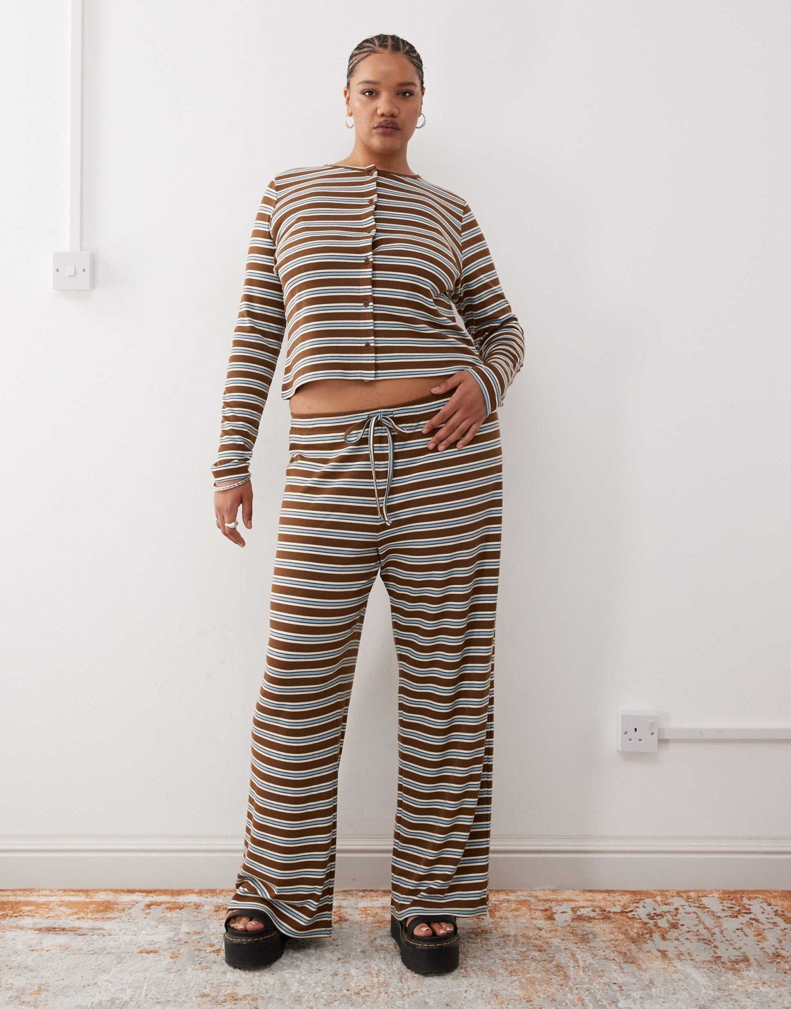COLLUSION Plus relaxed rib stripe trouser - ASOS Sample Sale