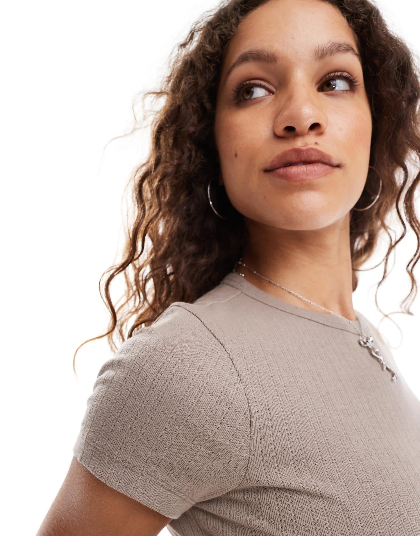 COLLUSION pointelle fitted t-shirt co - ord in grey - ASOS Sample Sale