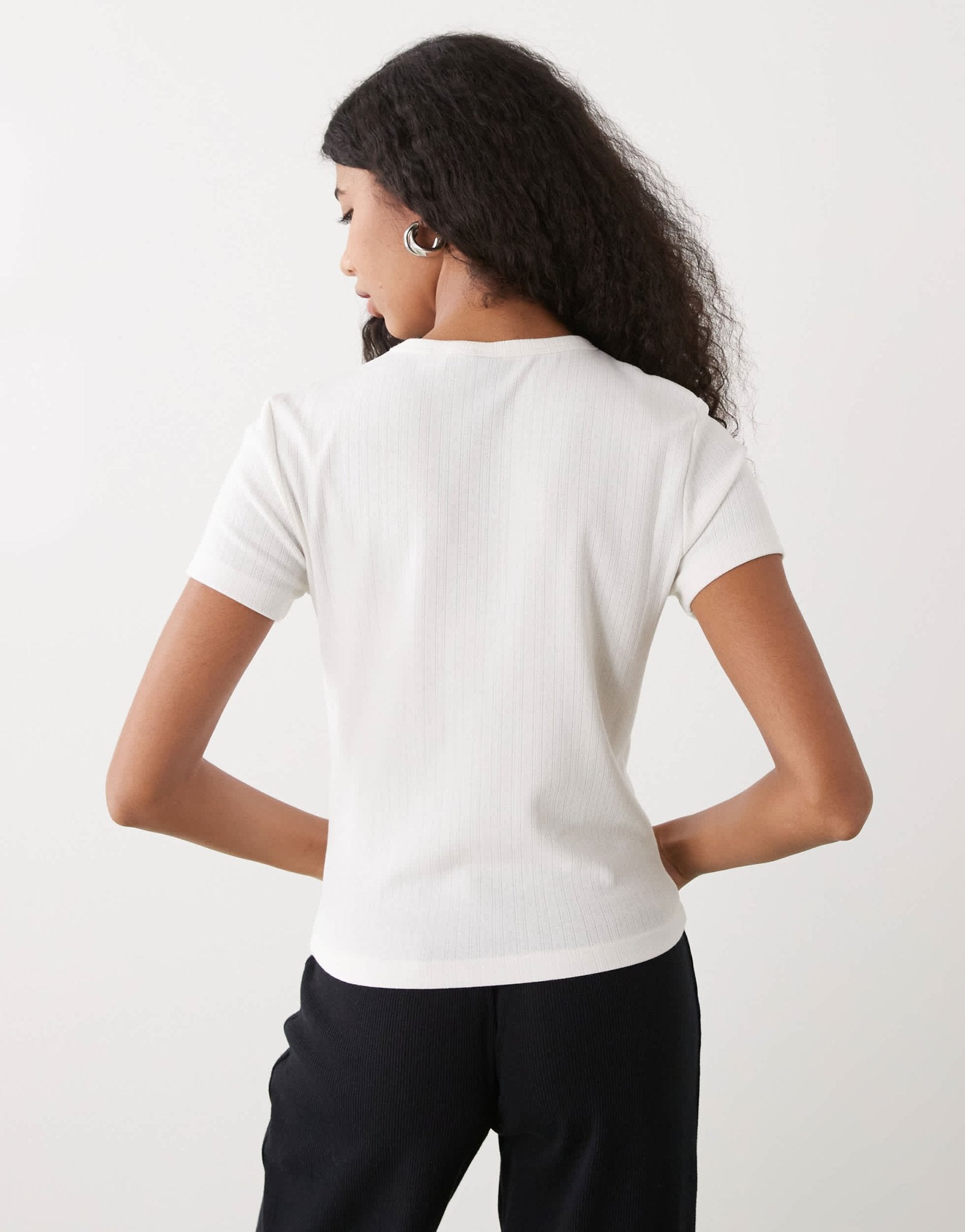 COLLUSION pointelle fitted t-shirt in white - ASOS Sample Sale