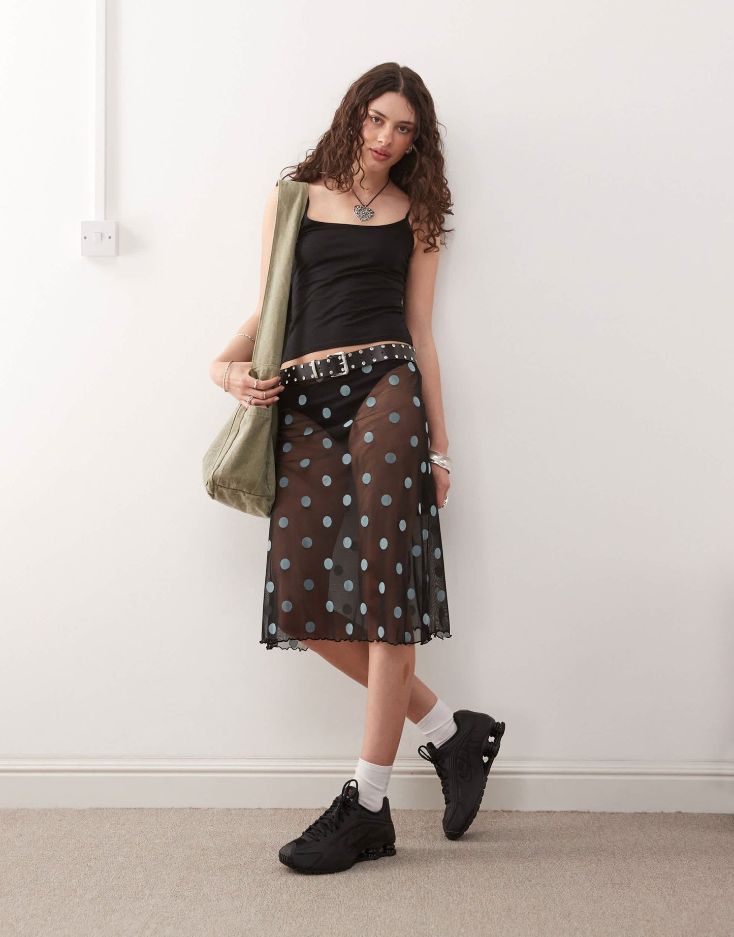 COLLUSION polka dot sheer mesh skirt in black - ASOS Sample Sale