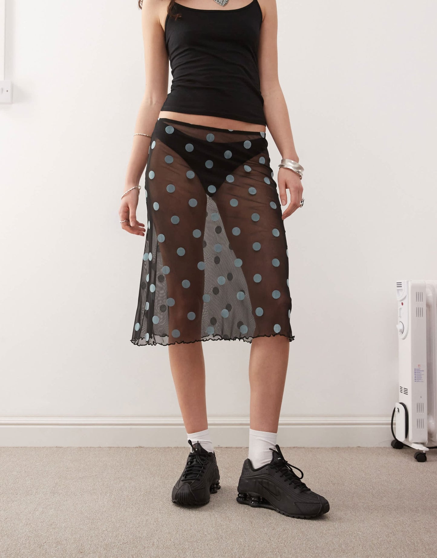 COLLUSION polka dot sheer mesh skirt in black - ASOS Sample Sale