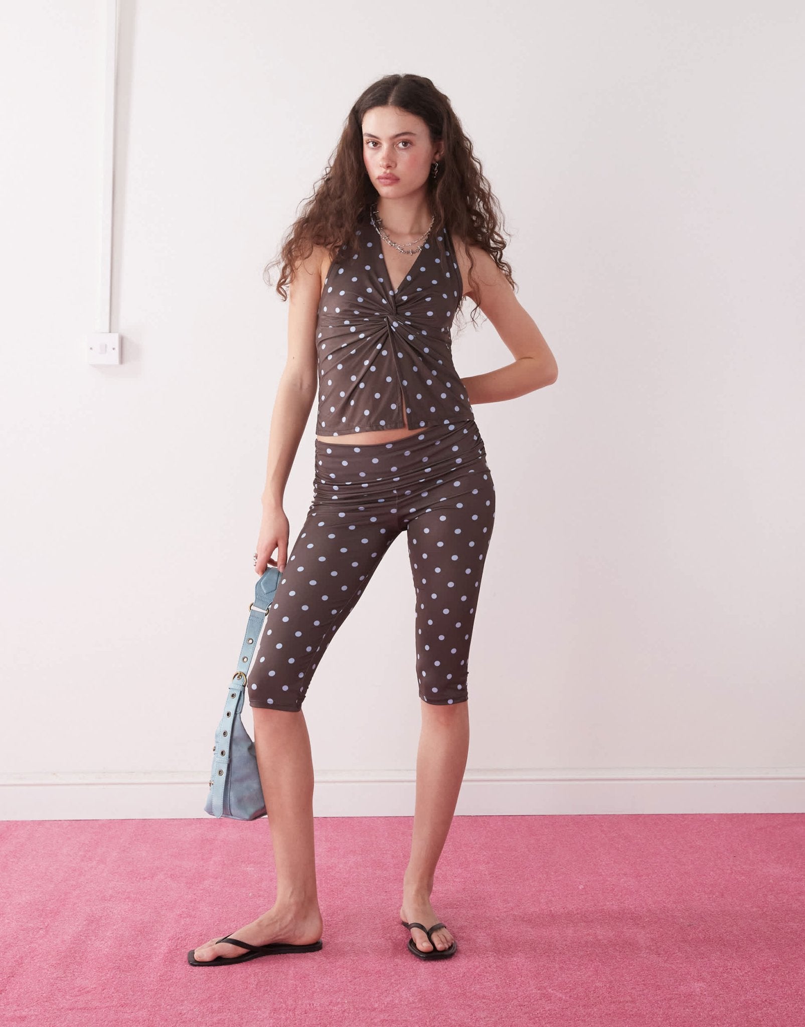 COLLUSION polka dot yoga capris in brown - ASOS Sample Sale