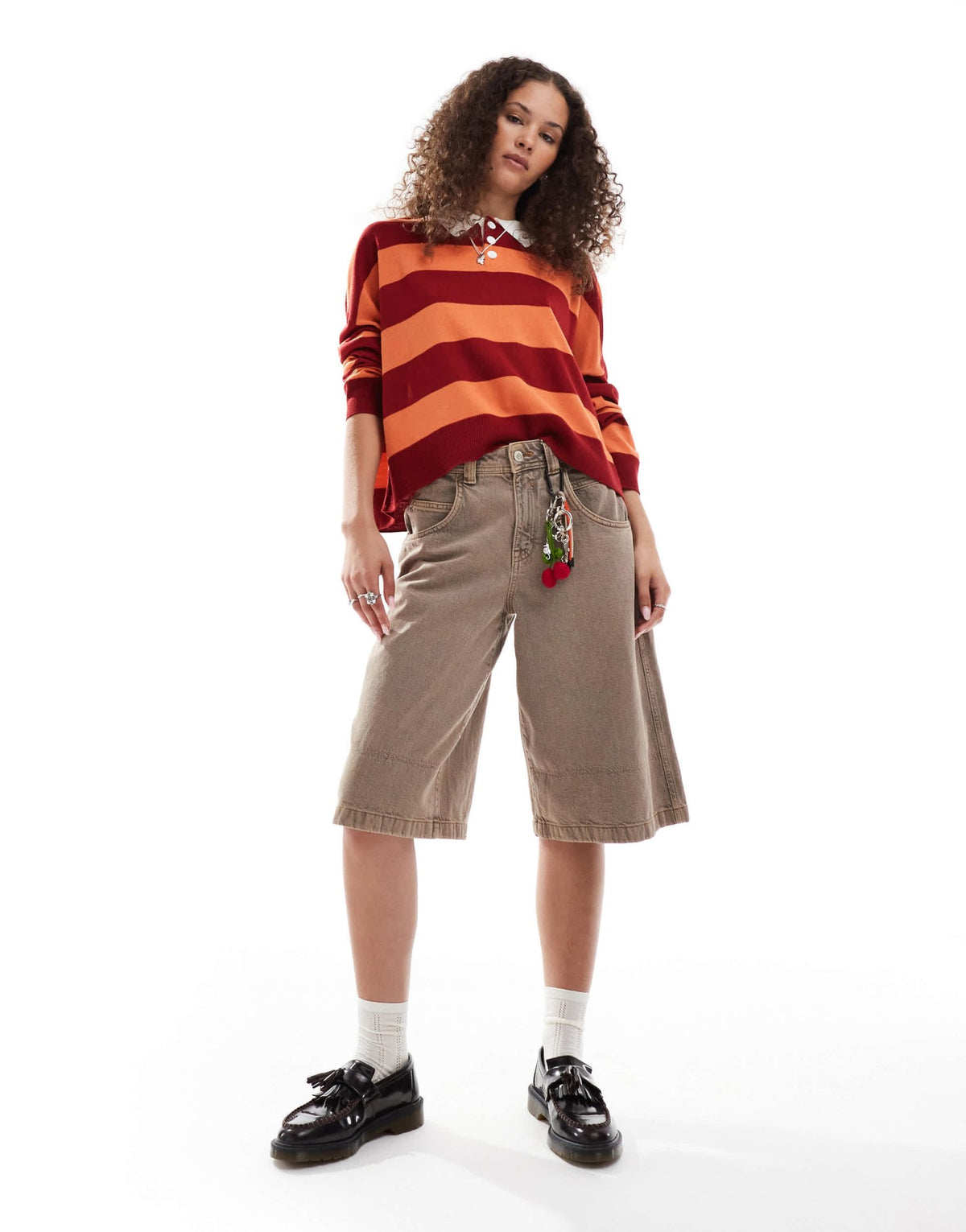 COLLUSION Polo stripe jumper with rugby collar in red stripe - ASOS Sample Sale