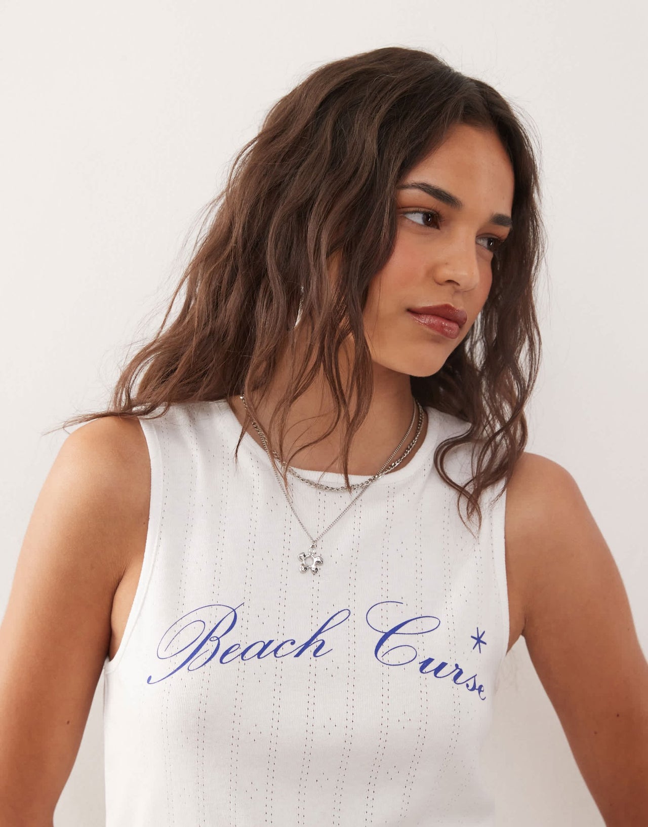 COLLUSION printed pointelle tank top in white - ASOS Sample Sale