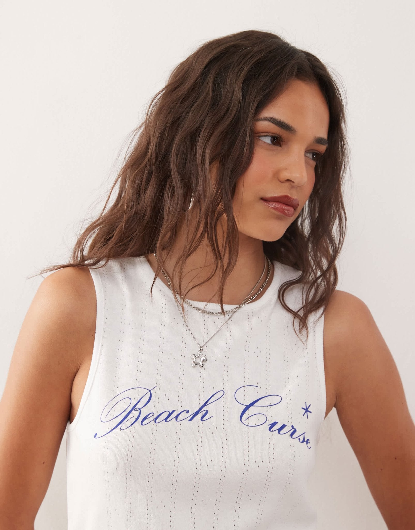 COLLUSION printed pointelle tank top in white - ASOS Sample Sale