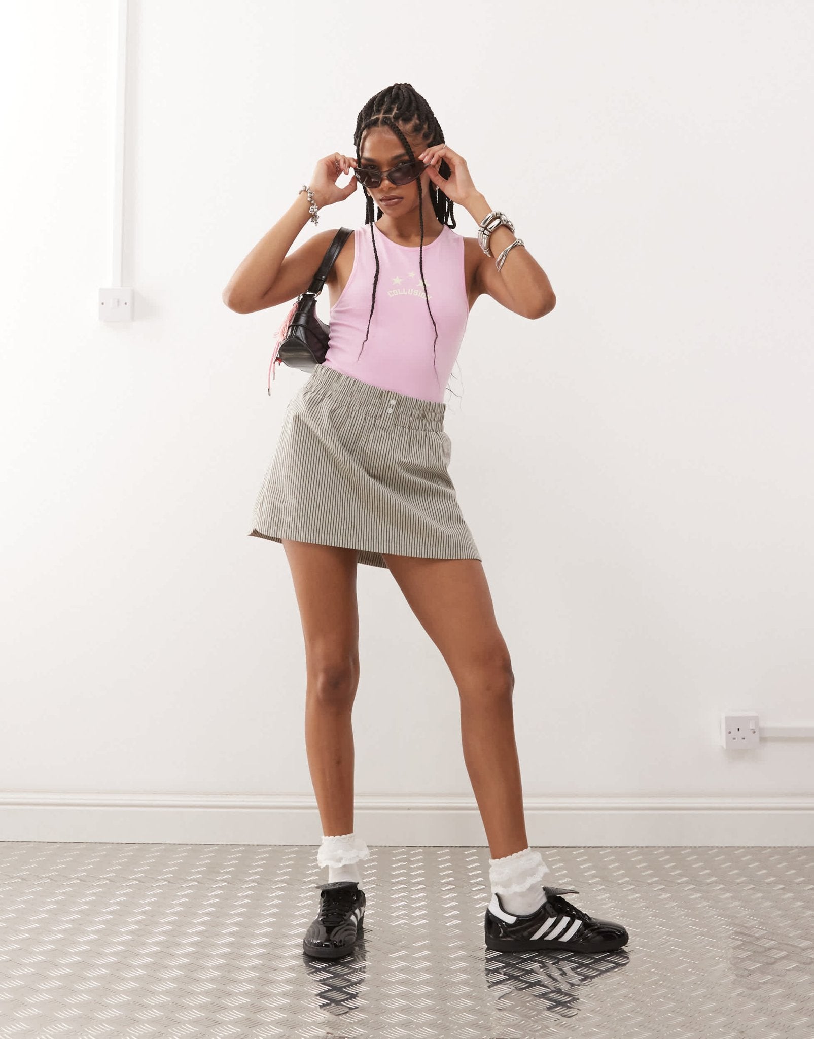 COLLUSION printed vest top in bubble gum pink - ASOS Sample Sale