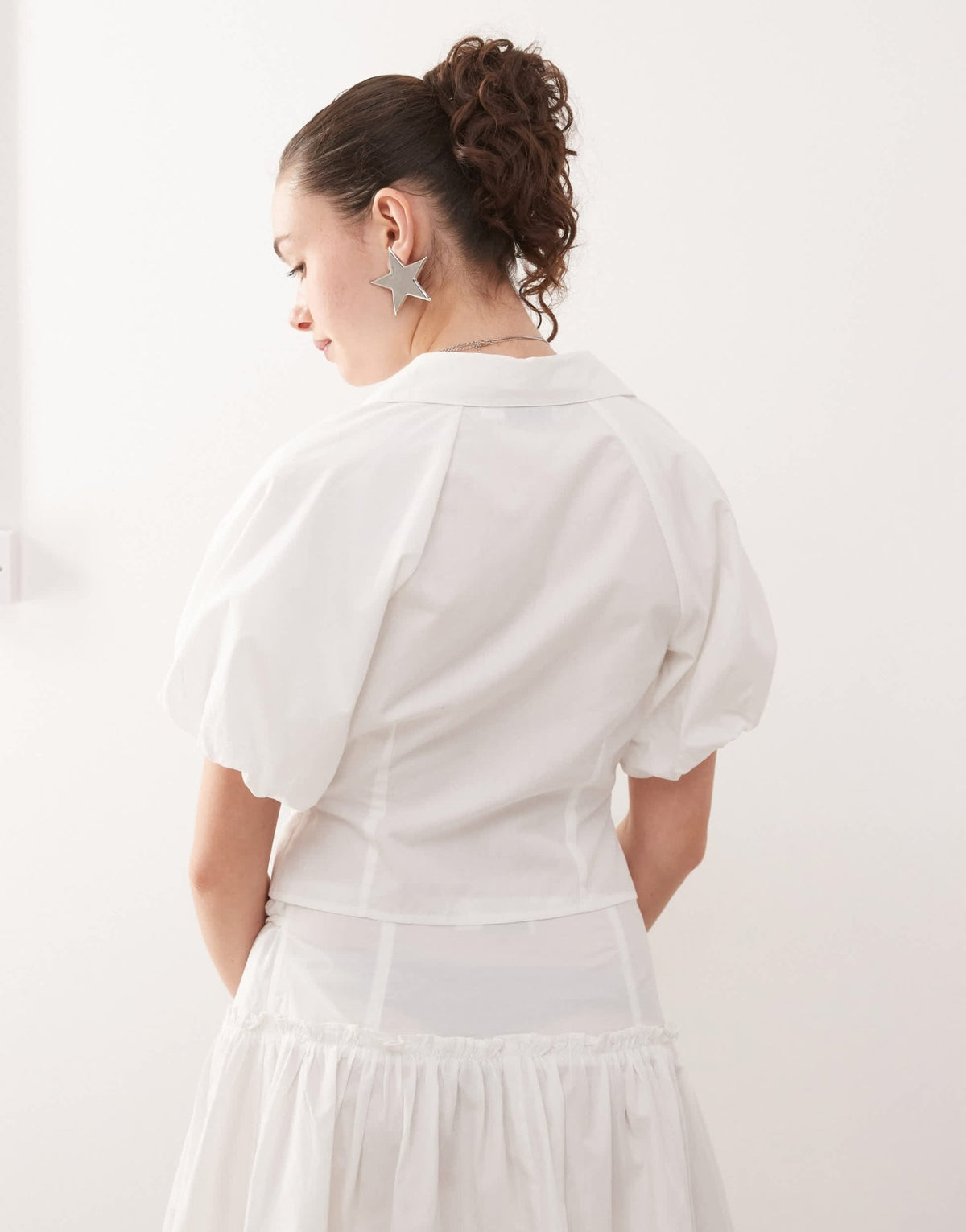 COLLUSION puff sleeve cinched shirt co-ord in white - ASOS Sample Sale