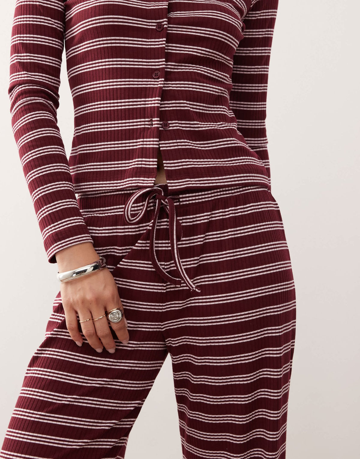 COLLUSION relaxed rib trousers in maroon stripe co-ord - ASOS Sample Sale