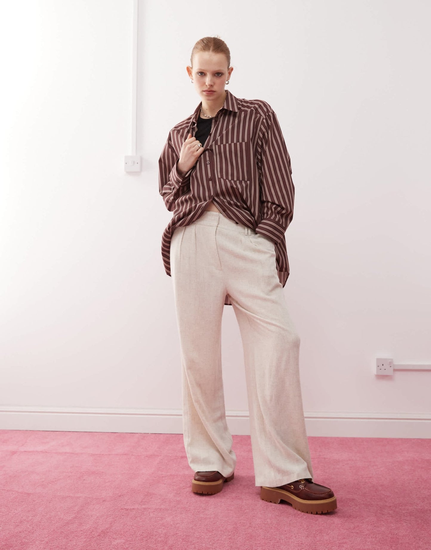 COLLUSION relaxed woven trouser with linen in stone - STONE - ASOS Sample Sale