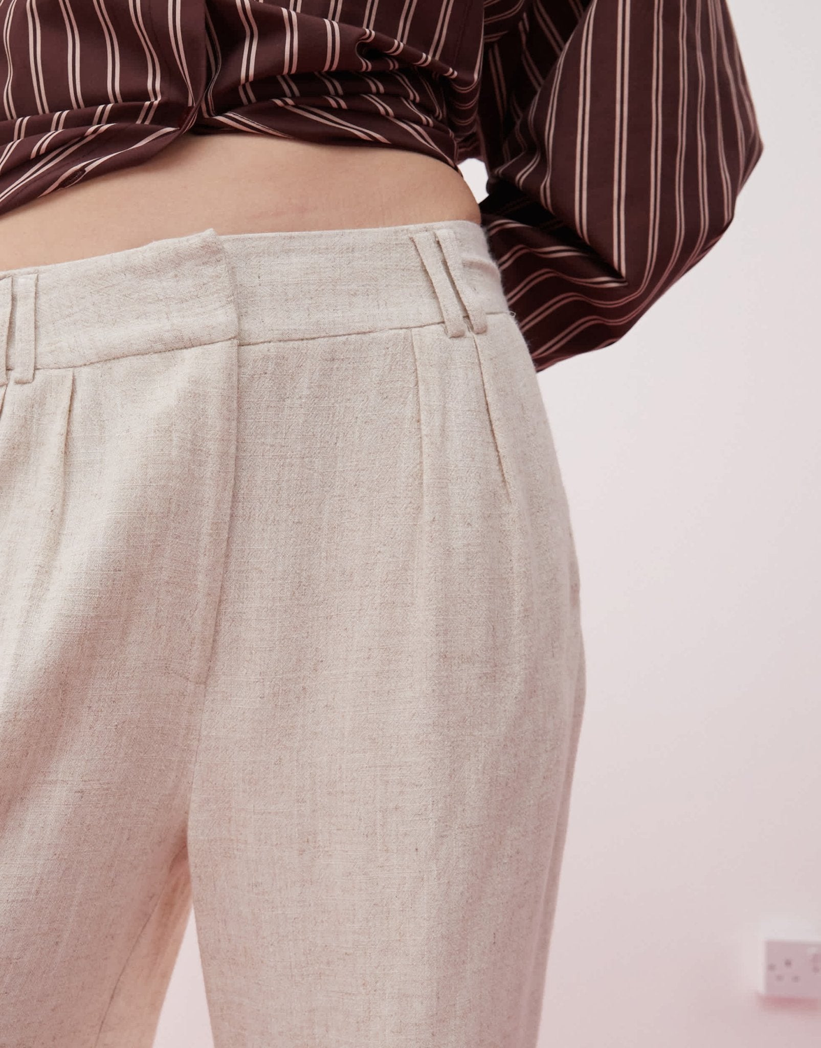 COLLUSION relaxed woven trouser with linen in stone - STONE - ASOS Sample Sale