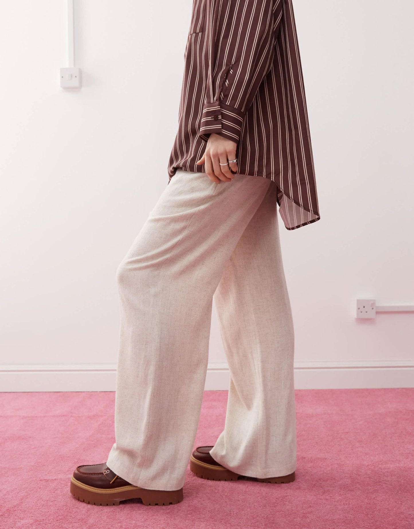 COLLUSION relaxed woven trouser with linen in stone - STONE - ASOS Sample Sale