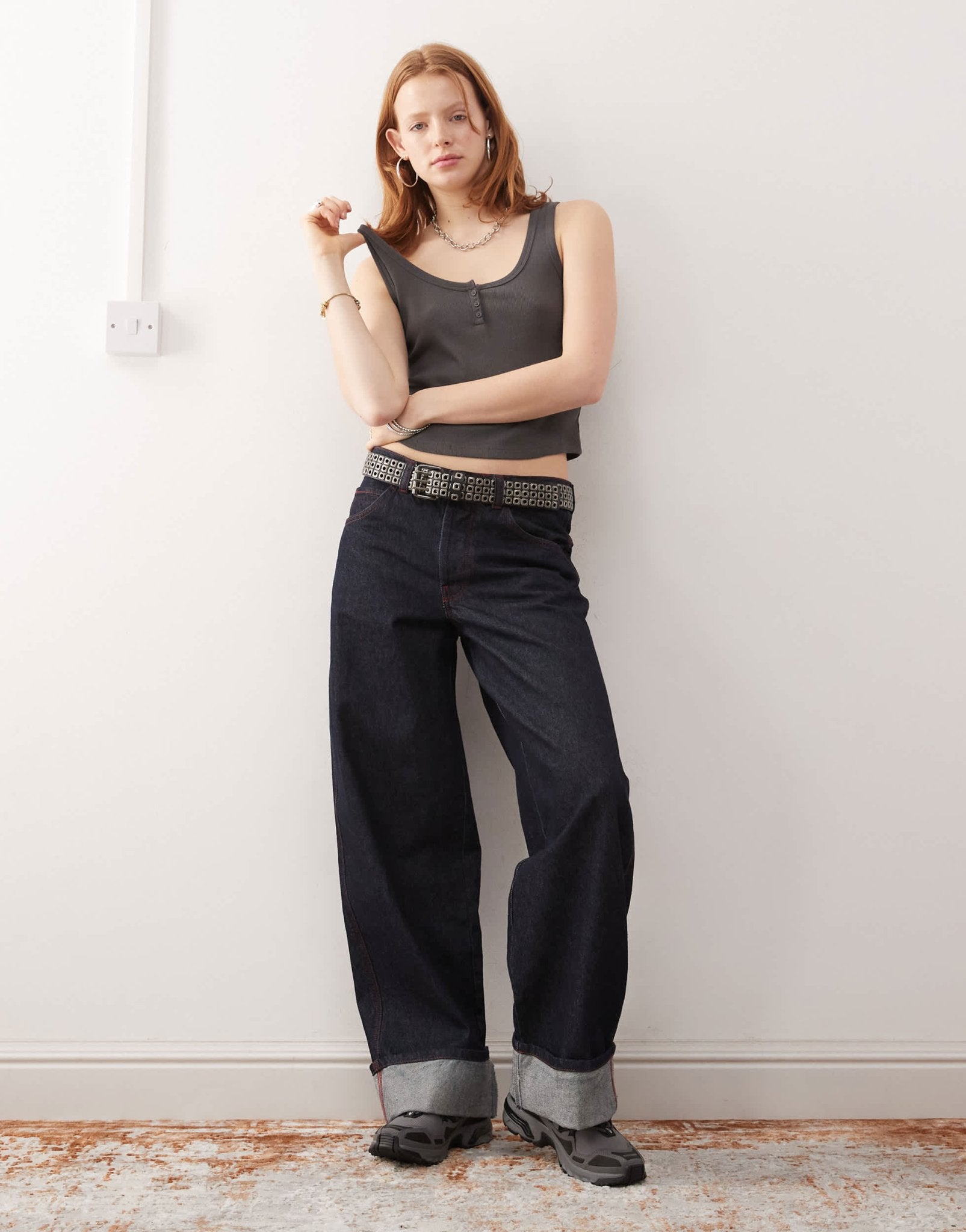 COLLUSION ribbed button cami in grey marl - ASOS Sample Sale