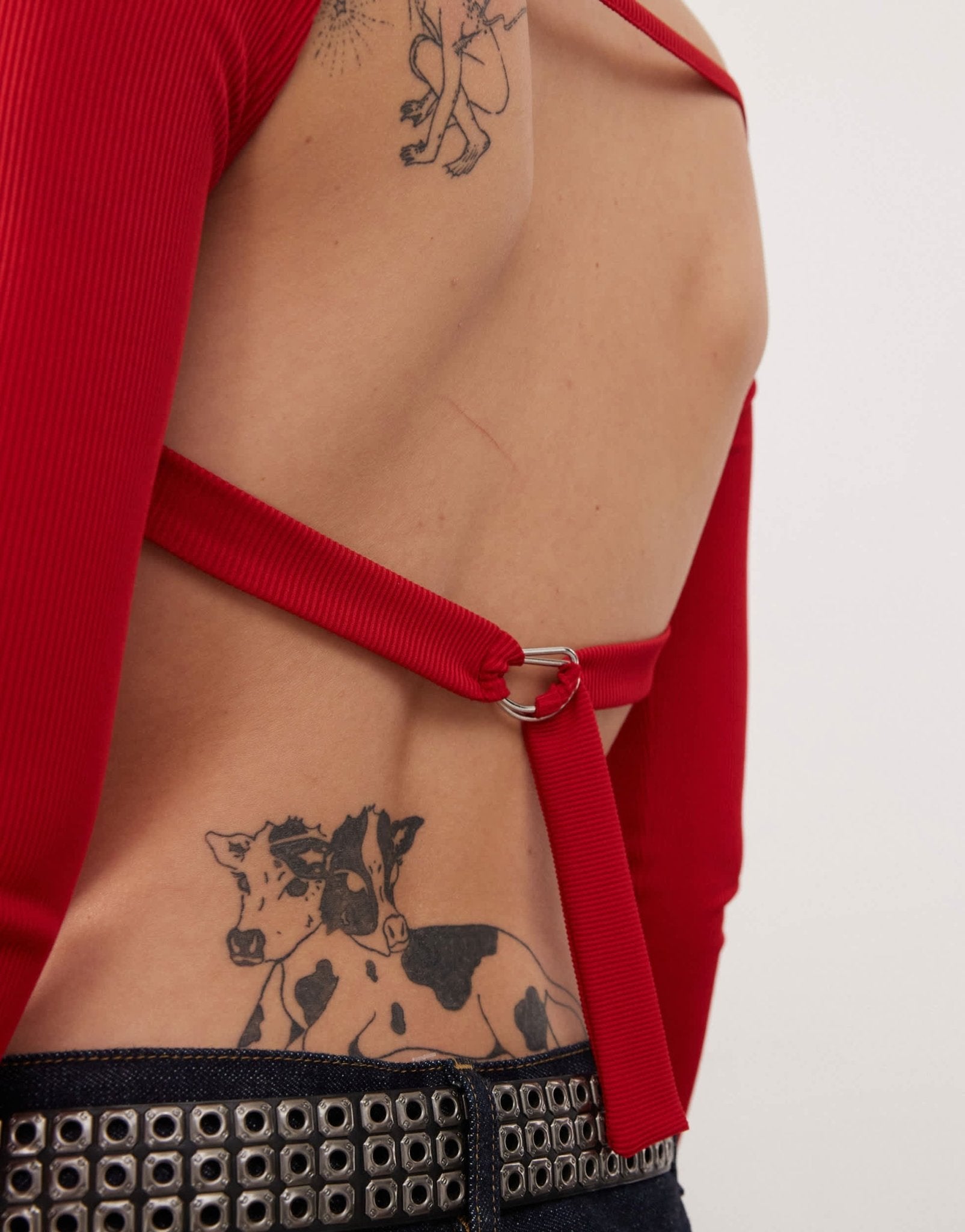 COLLUSION ribbed long sleeve top with tie back in red - ASOS Sample Sale