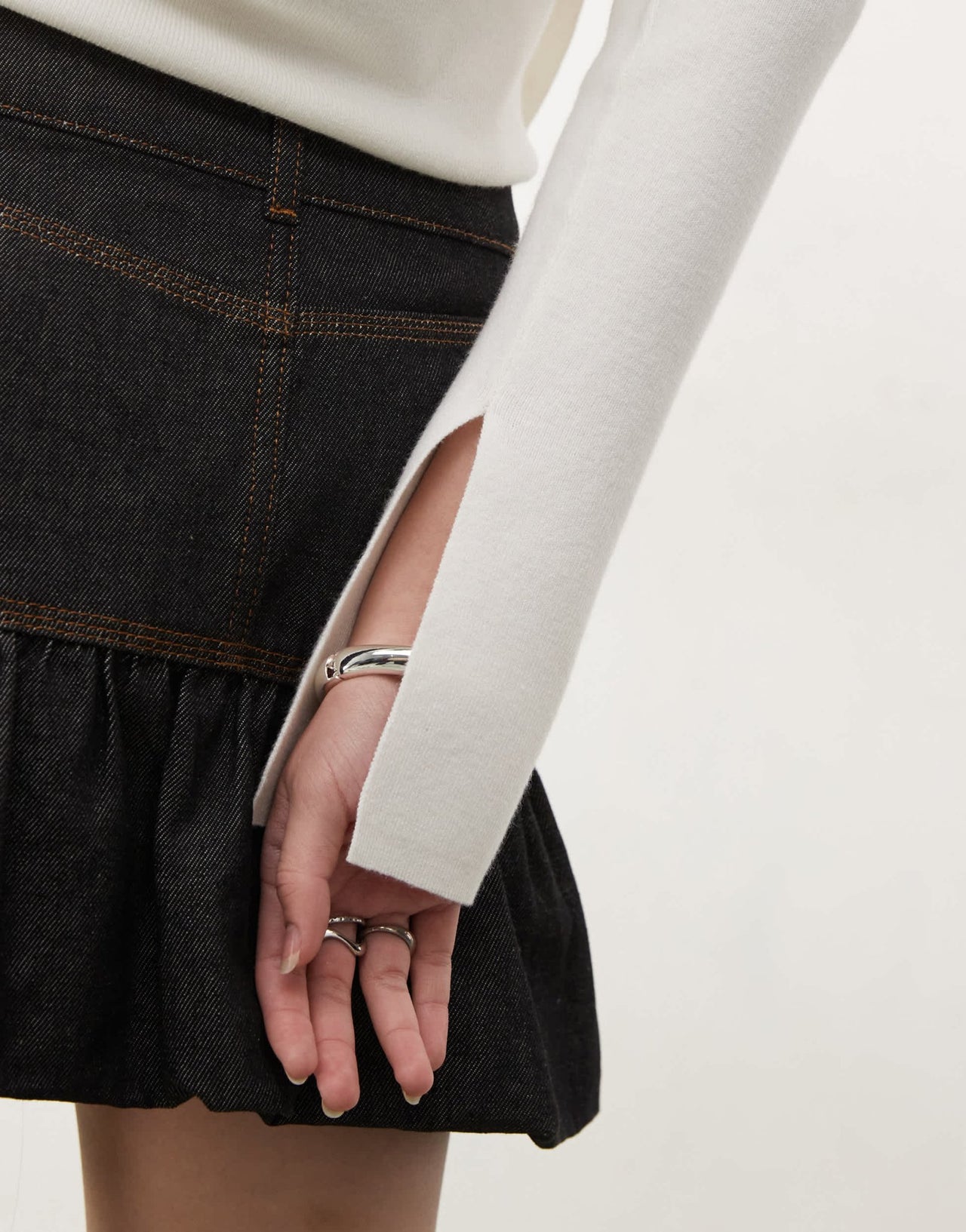 COLLUSION ribbed slash neck fine gauge jumper in ecru - ASOS Sample Sale