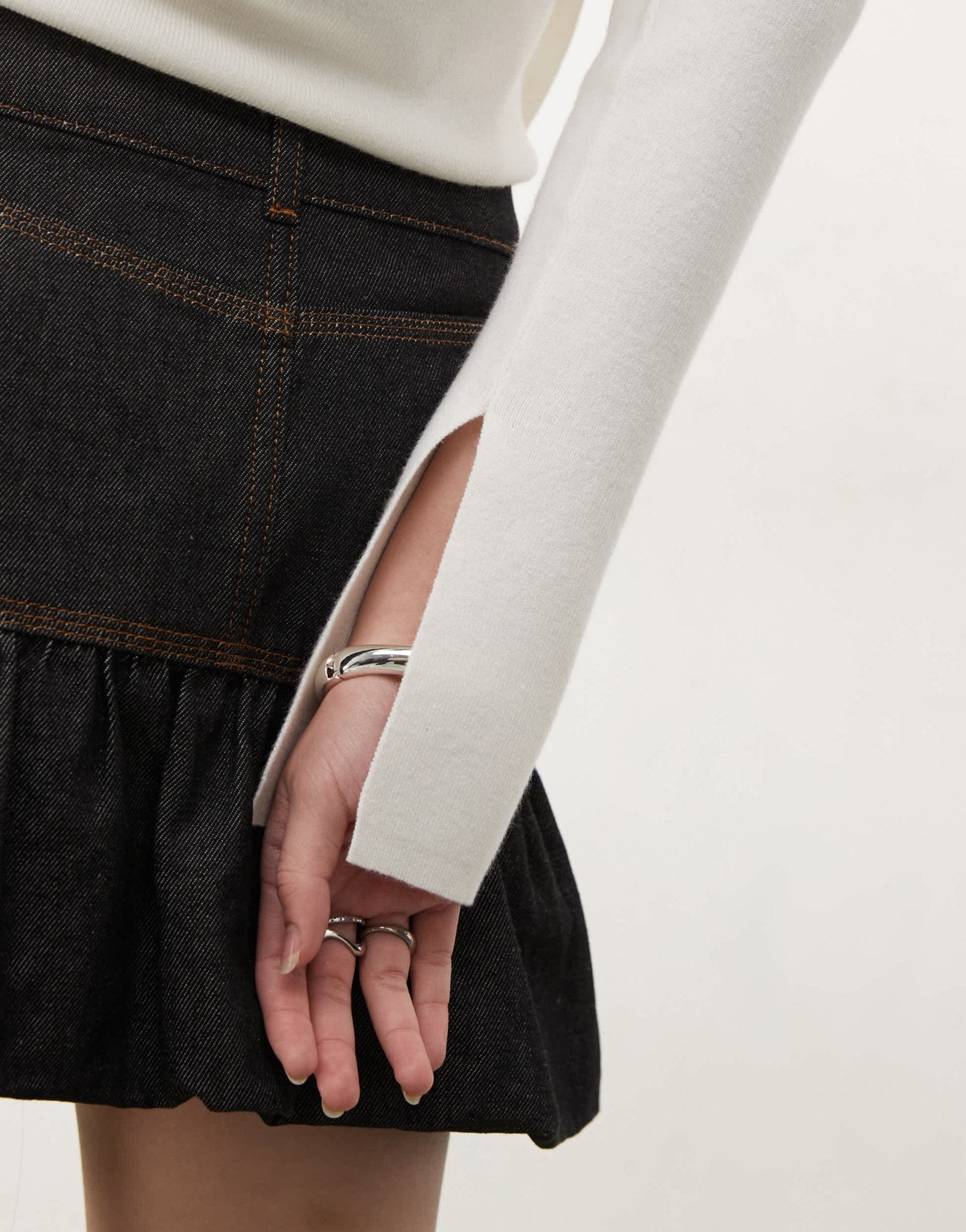 COLLUSION ribbed slash neck fine gauge jumper in ecru - ASOS Sample Sale