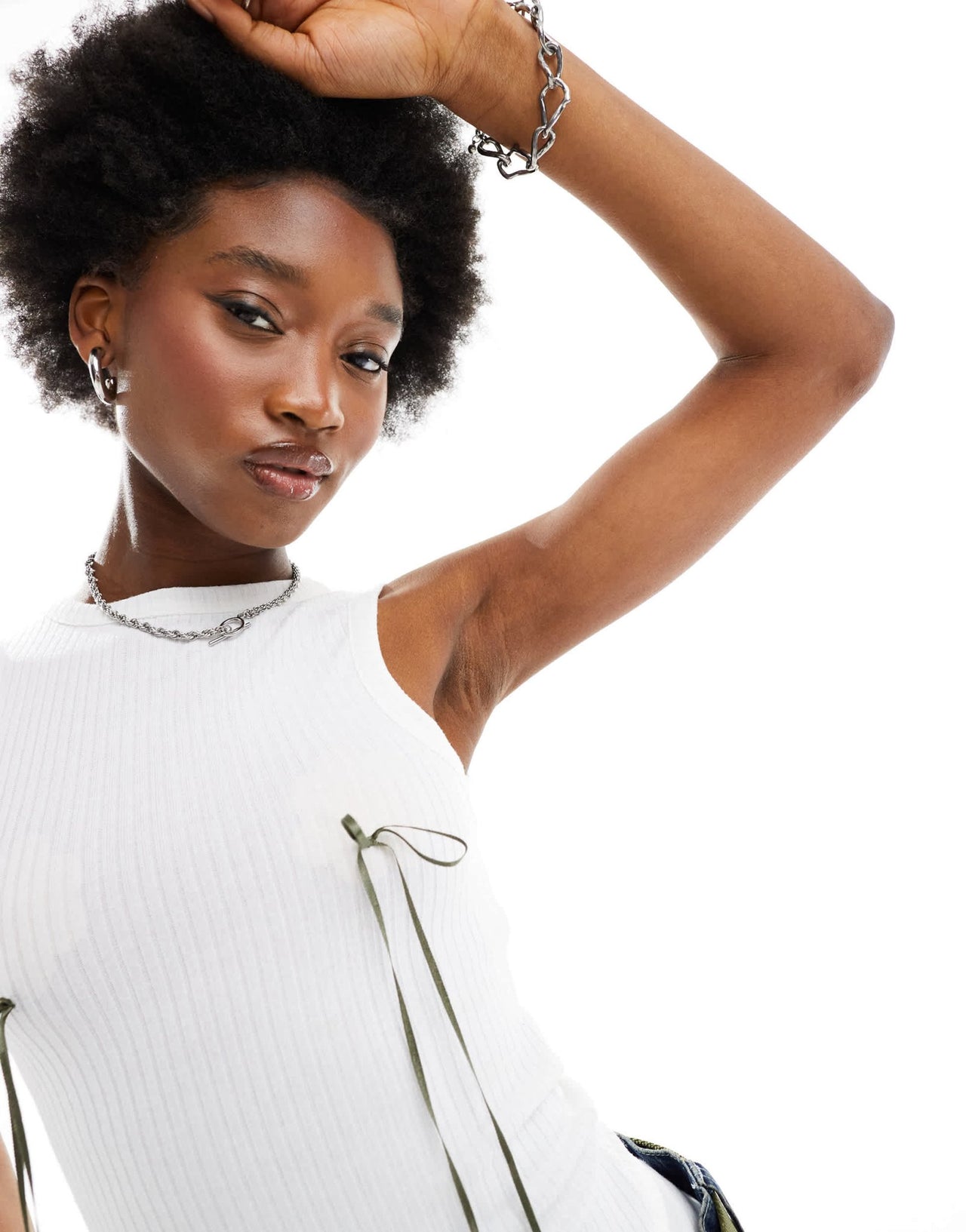 COLLUSION ribbon trim vest in white - ASOS Sample Sale