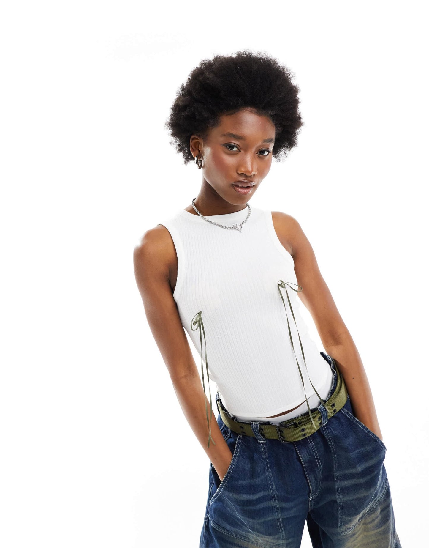 COLLUSION ribbon trim vest in white - ASOS Sample Sale