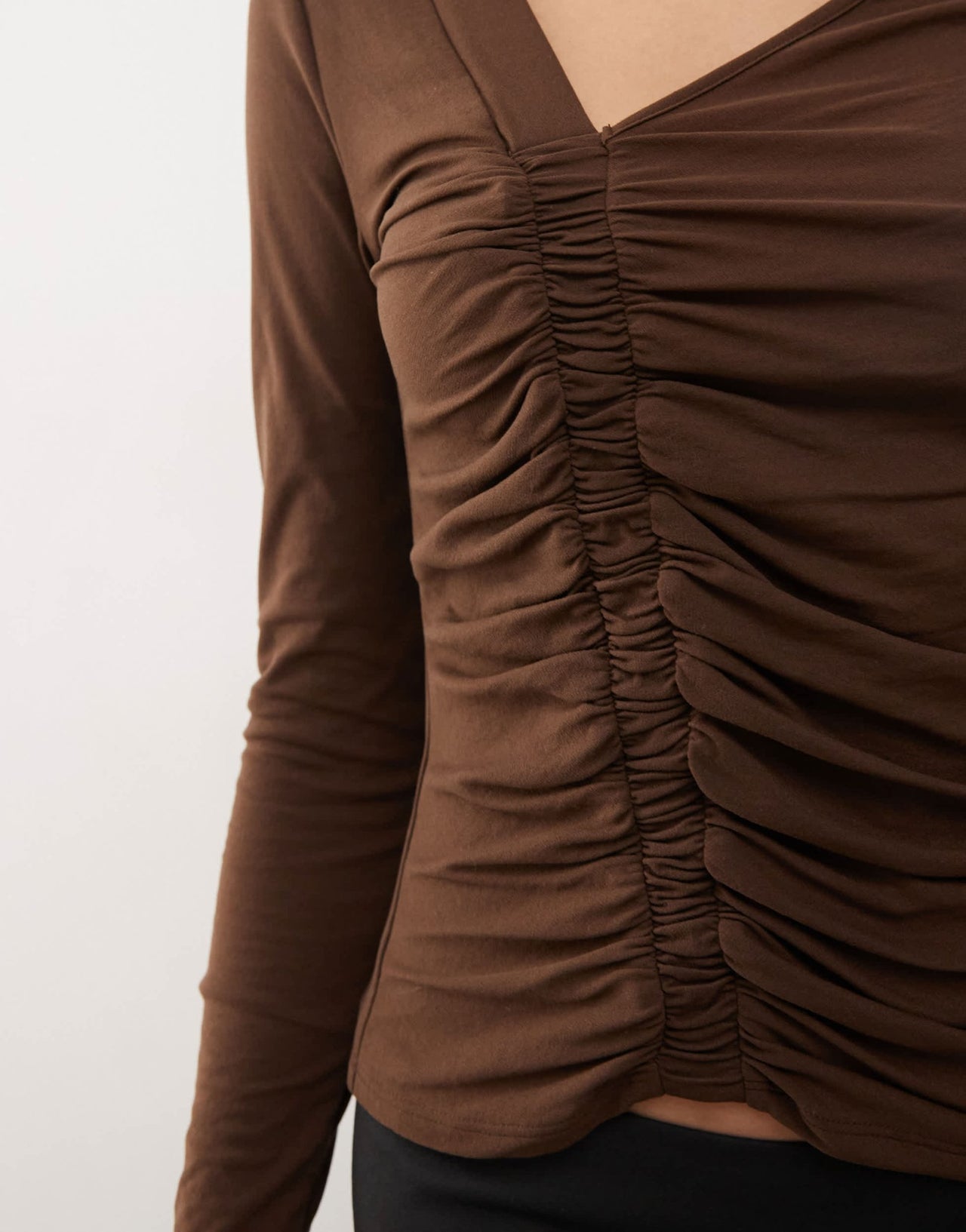 COLLUSION semi sheer asymmetric neck tights top in chocolate - ASOS Sample Sale