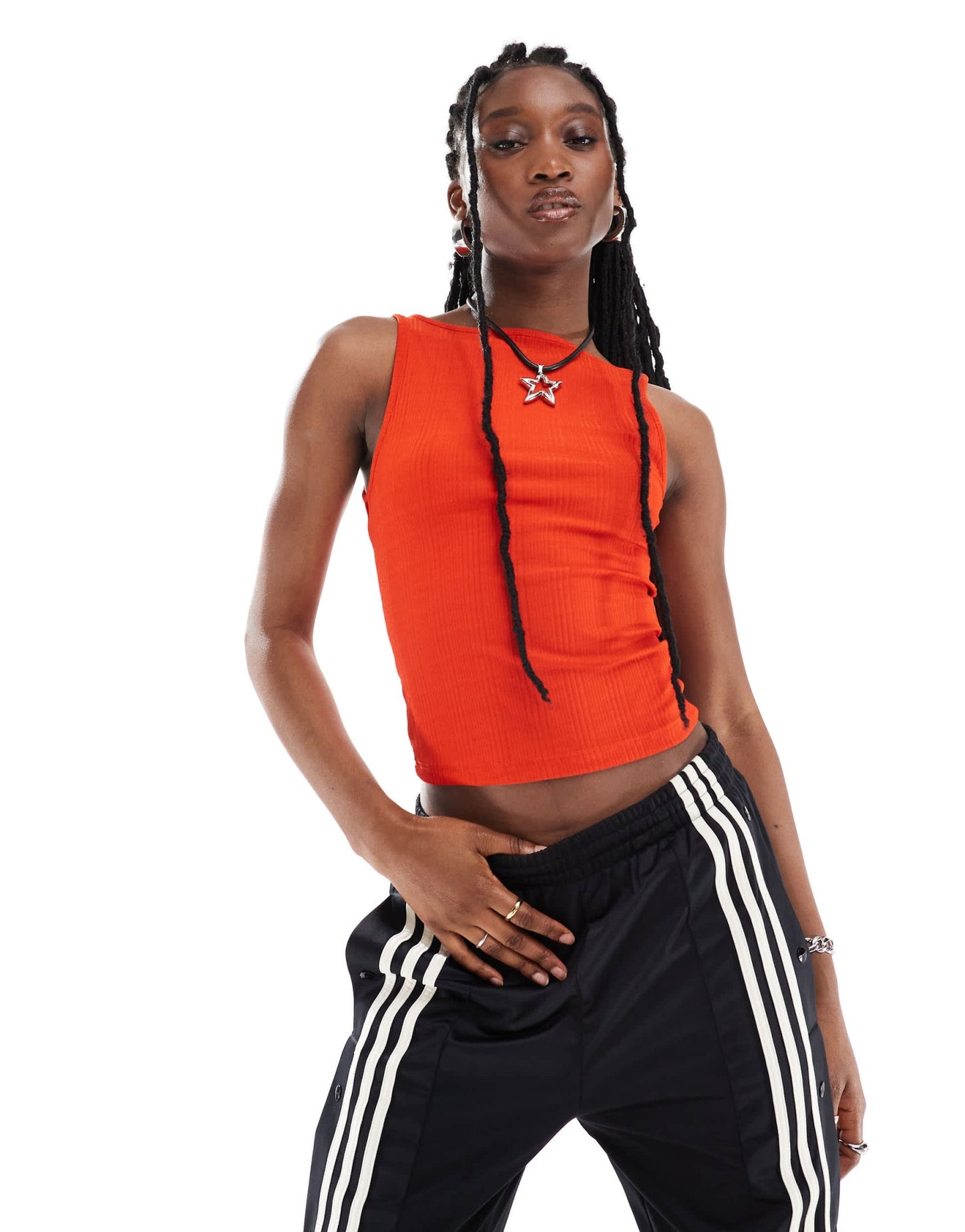 COLLUSION sheer slash neck summer top in red - ASOS Sample Sale