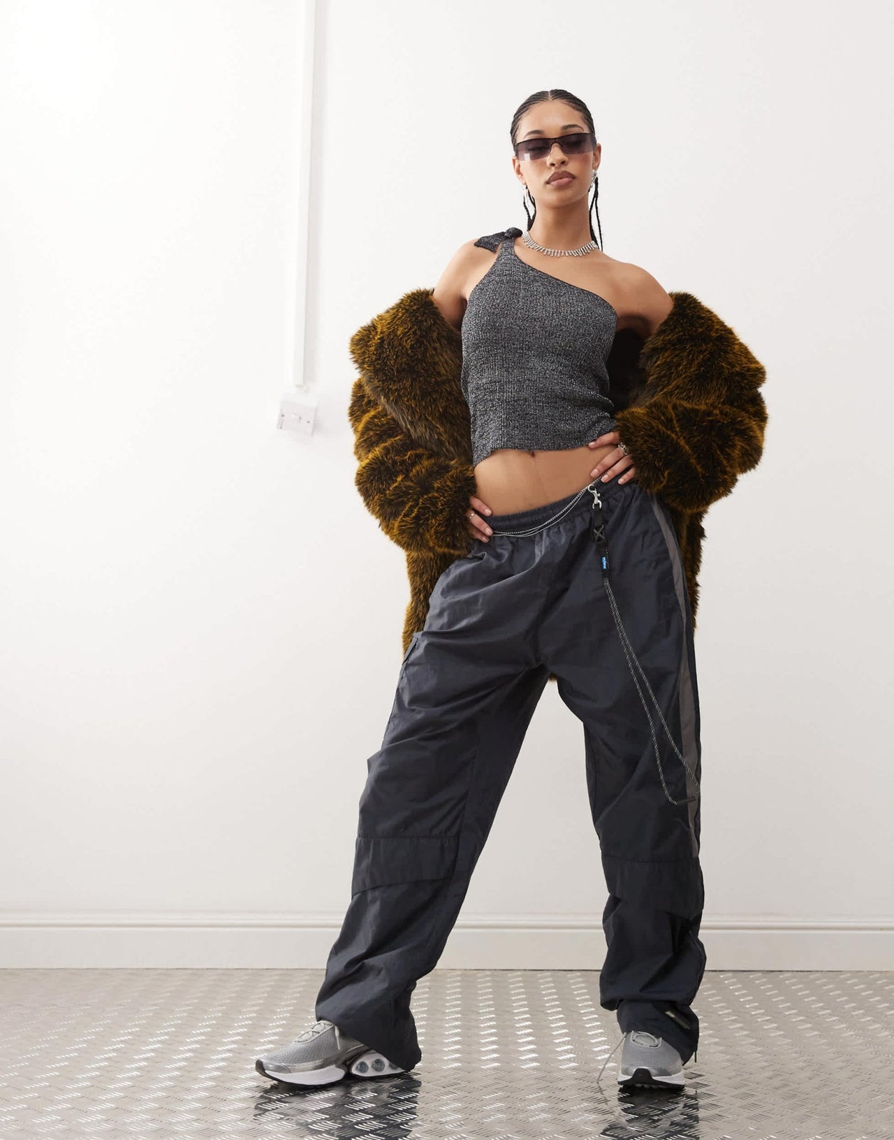COLLUSION shimmer knitted one shoulder top in black - BLACK - ASOS Sample Sale