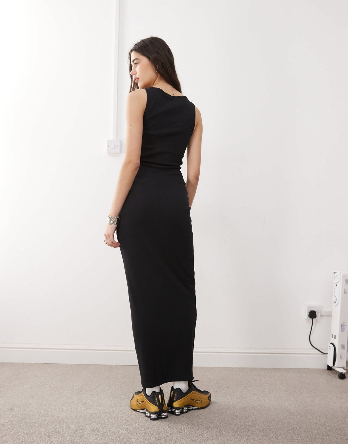COLLUSION slash neck maxi dress in black - ASOS Sample Sale