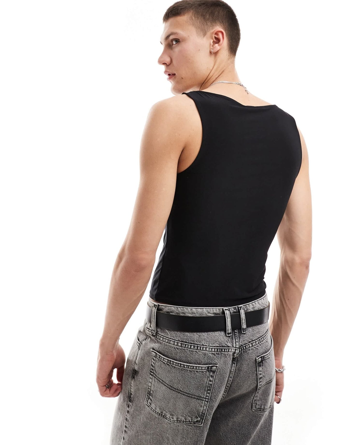 COLLUSION Slash neck muscle fit vest in black - ASOS Sample Sale