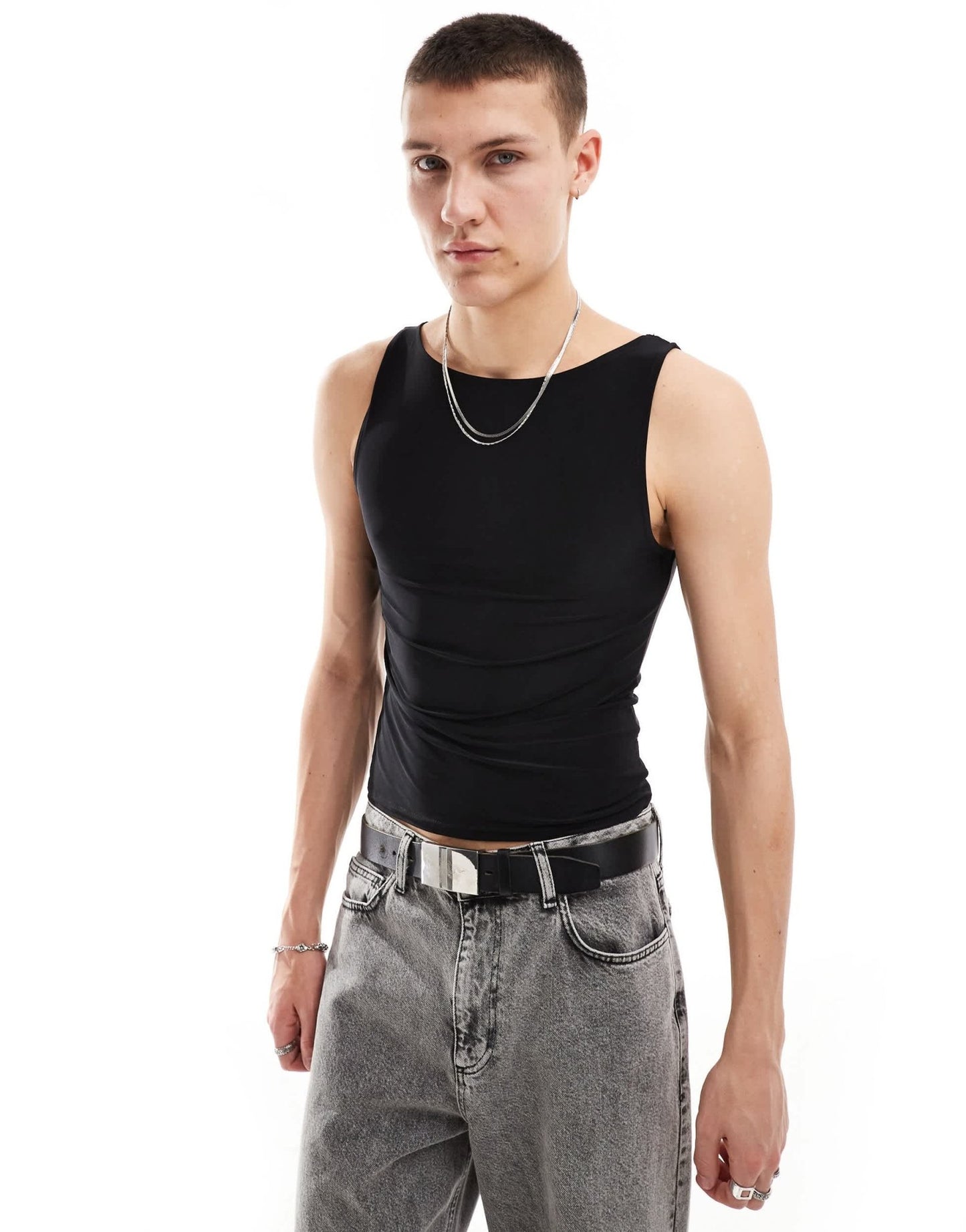 COLLUSION Slash neck muscle fit vest in black - ASOS Sample Sale