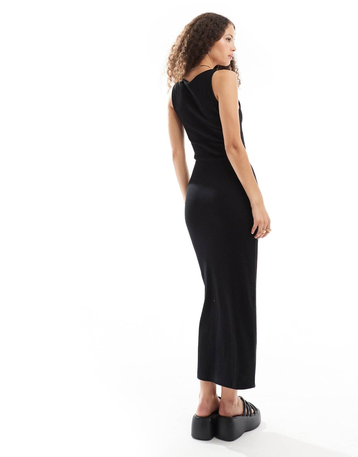 COLLUSION slash neck ribbed maxi dress in black - ASOS Sample Sale