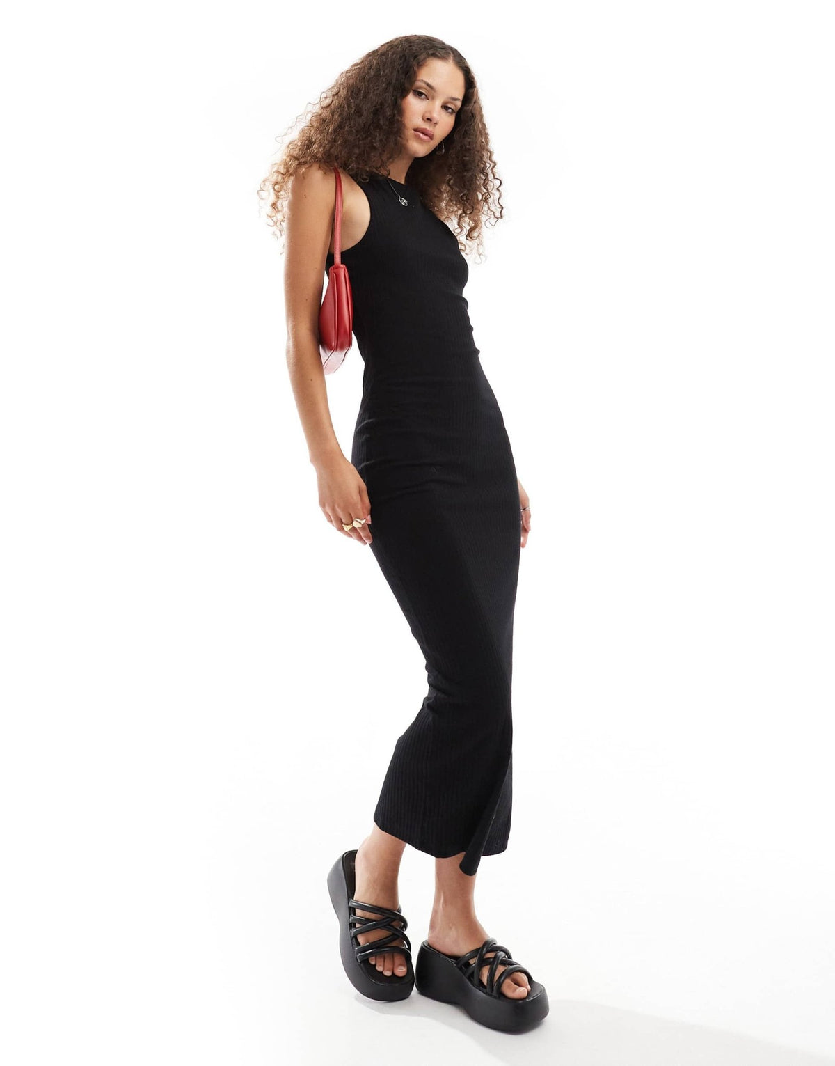 COLLUSION slash neck ribbed maxi dress in black - ASOS Sample Sale