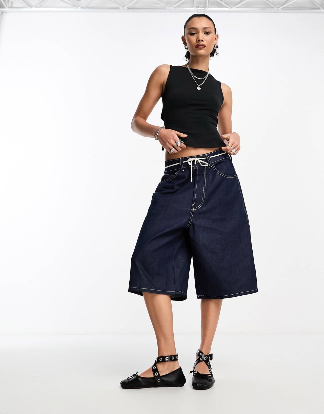 COLLUSION slash neck vest with tie back in black - ASOS Sample Sale