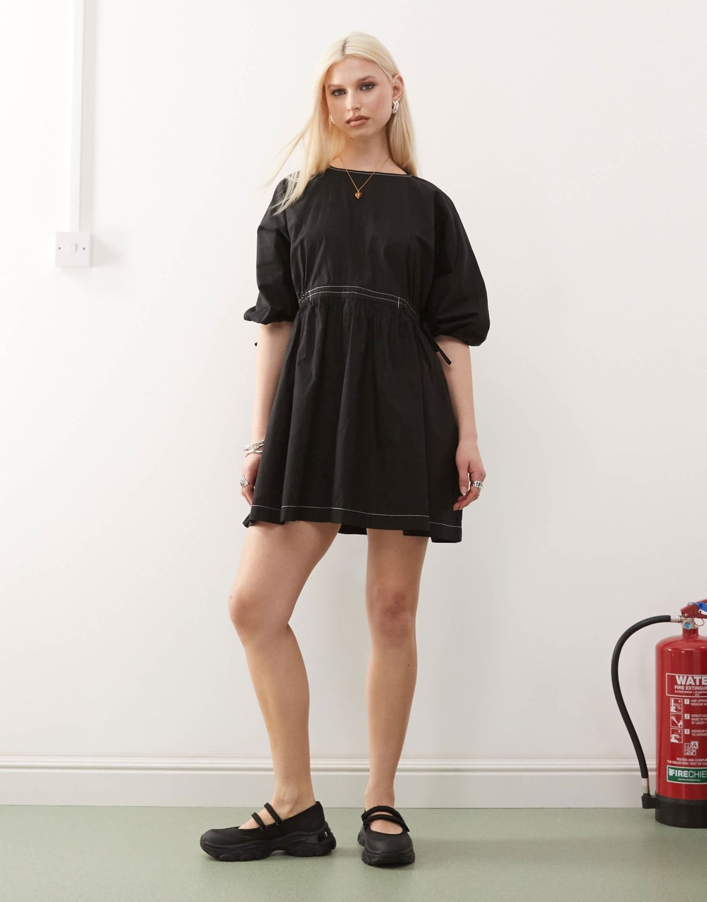 COLLUSION smock mini summer dress in black - ASOS Sample Sale