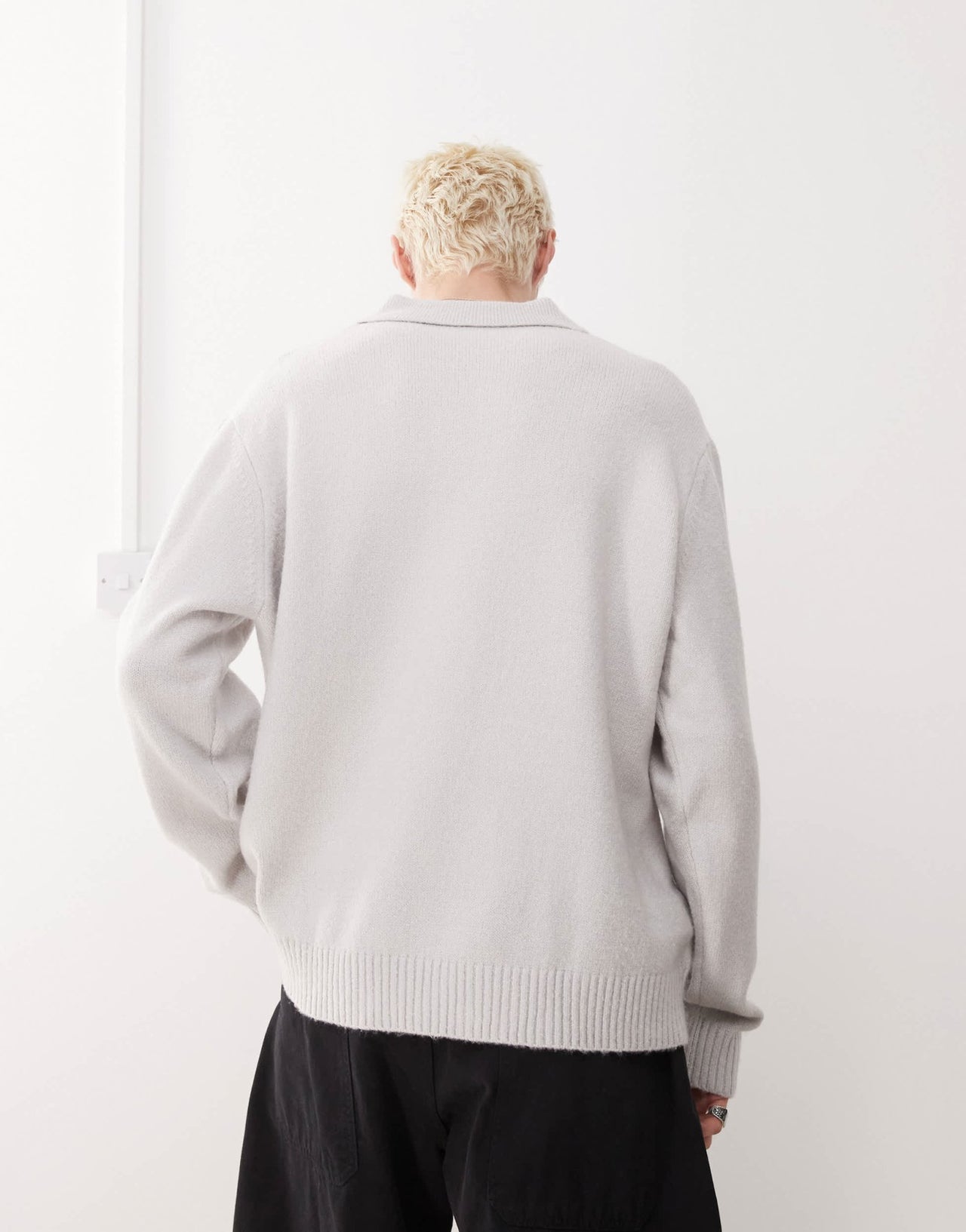 COLLUSION soft knitted long sleeve polo in grey - ASOS Sample Sale