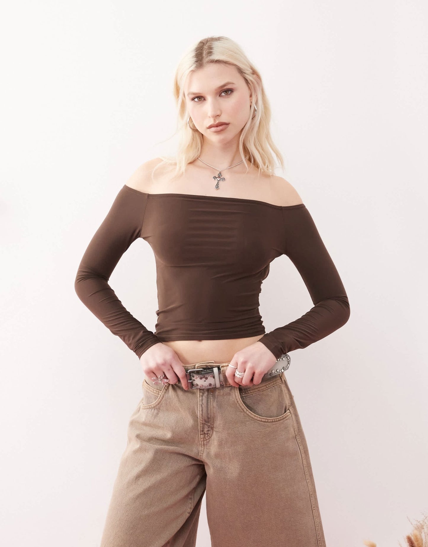 COLLUSION soft touch bardot backless top - ASOS Sample Sale