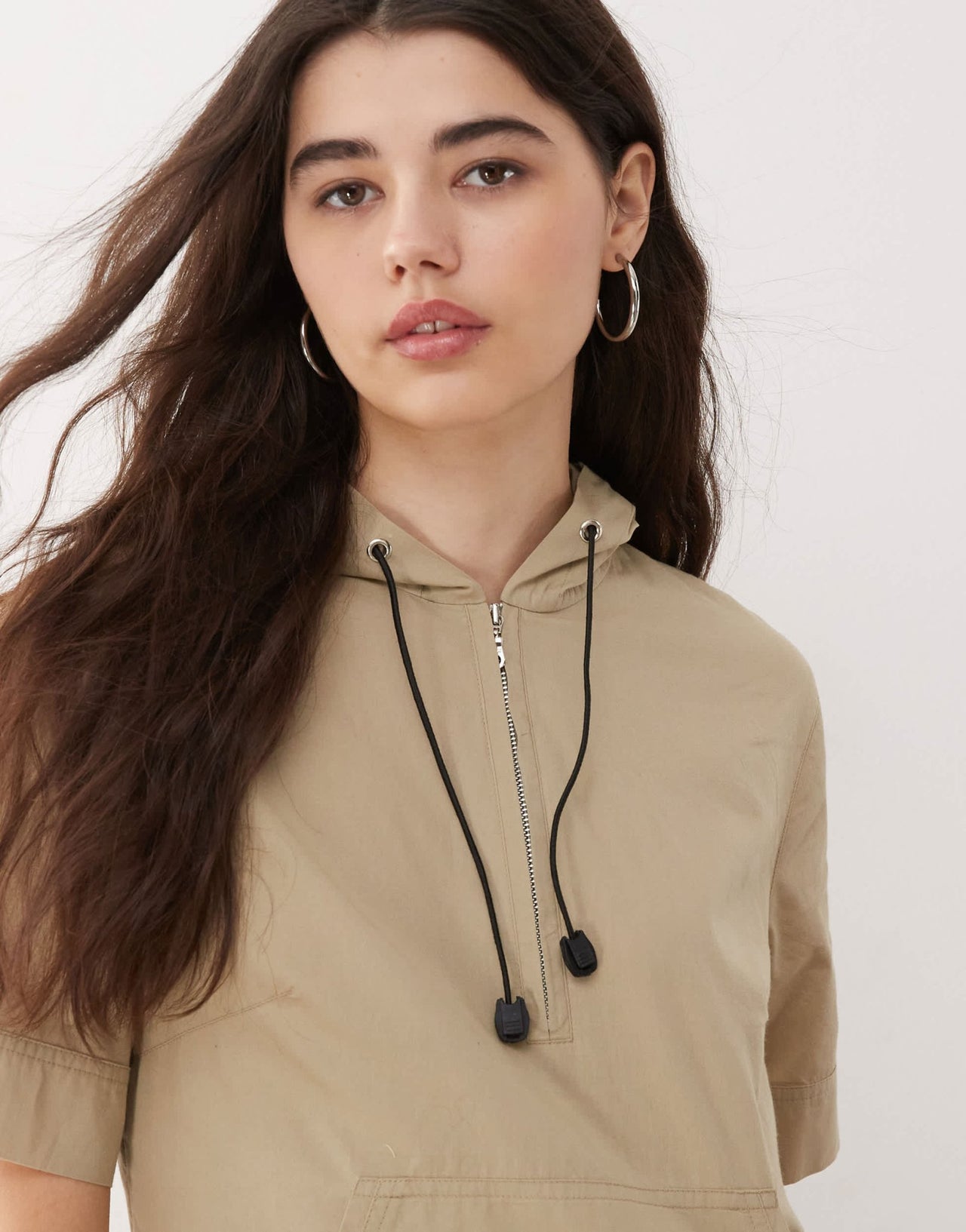 COLLUSION sports hooded A - line maxi dress in stone - ASOS Sample Sale